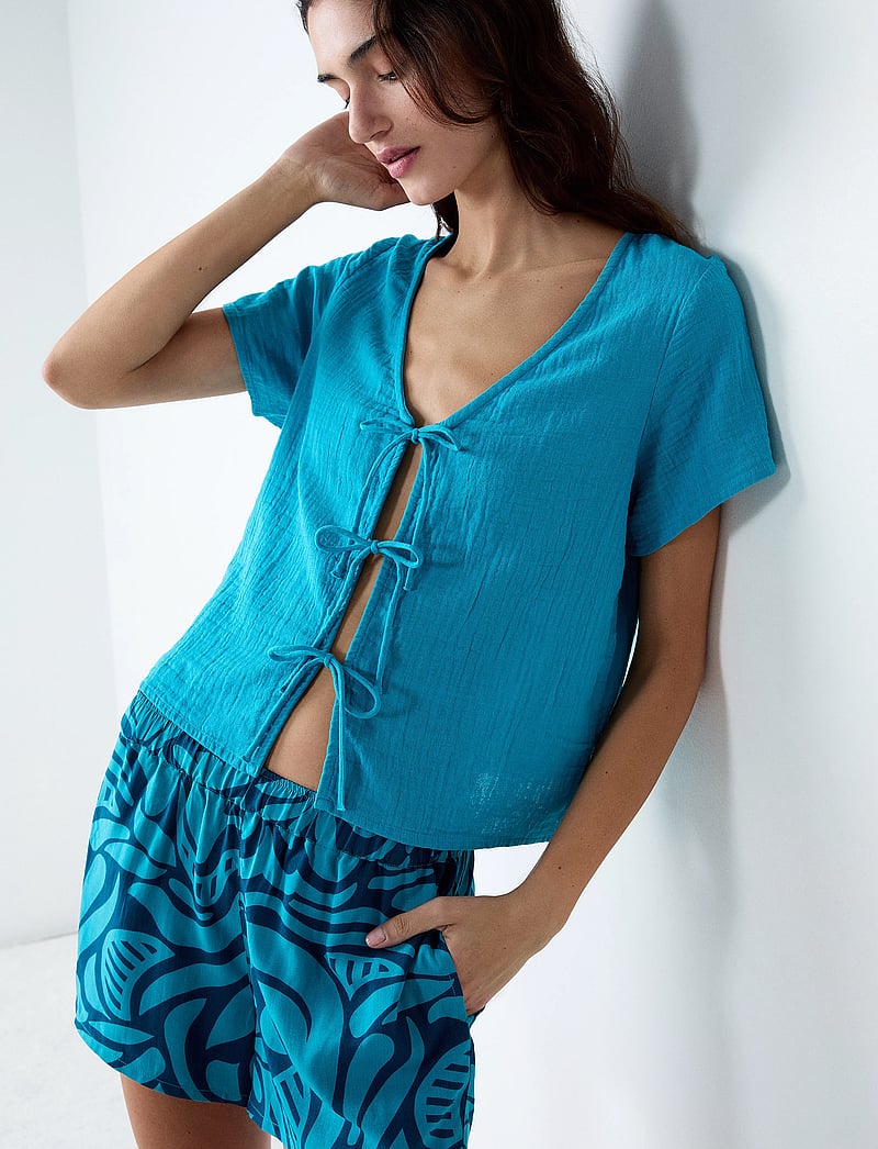 Etam - ERIN - PYJAMA SHIRT - Överdelar - blue - 5