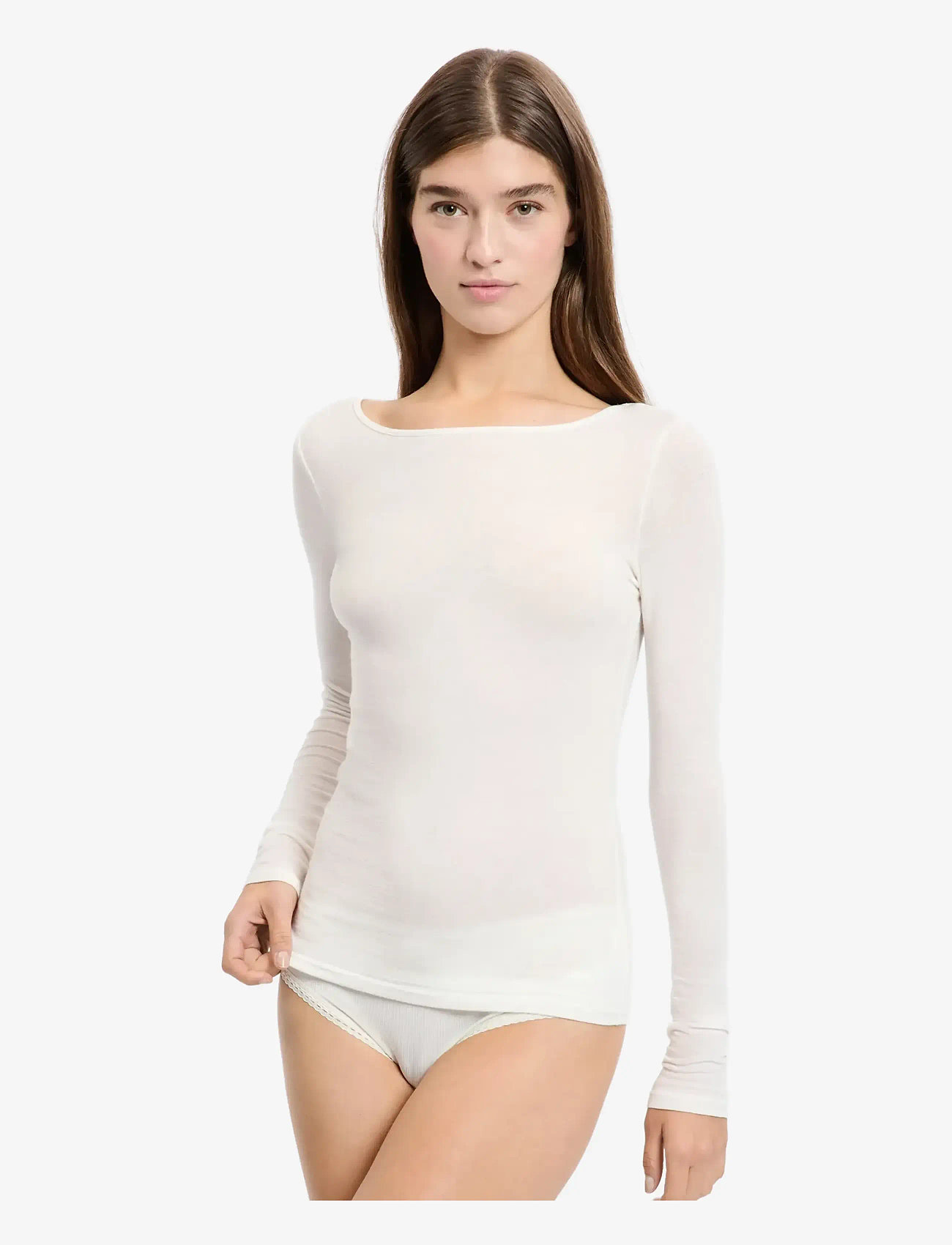 Etam - WARME UP - LONG SLEEVE T-SHIRT BOAT NECK - långärmade toppar - ecru - 0