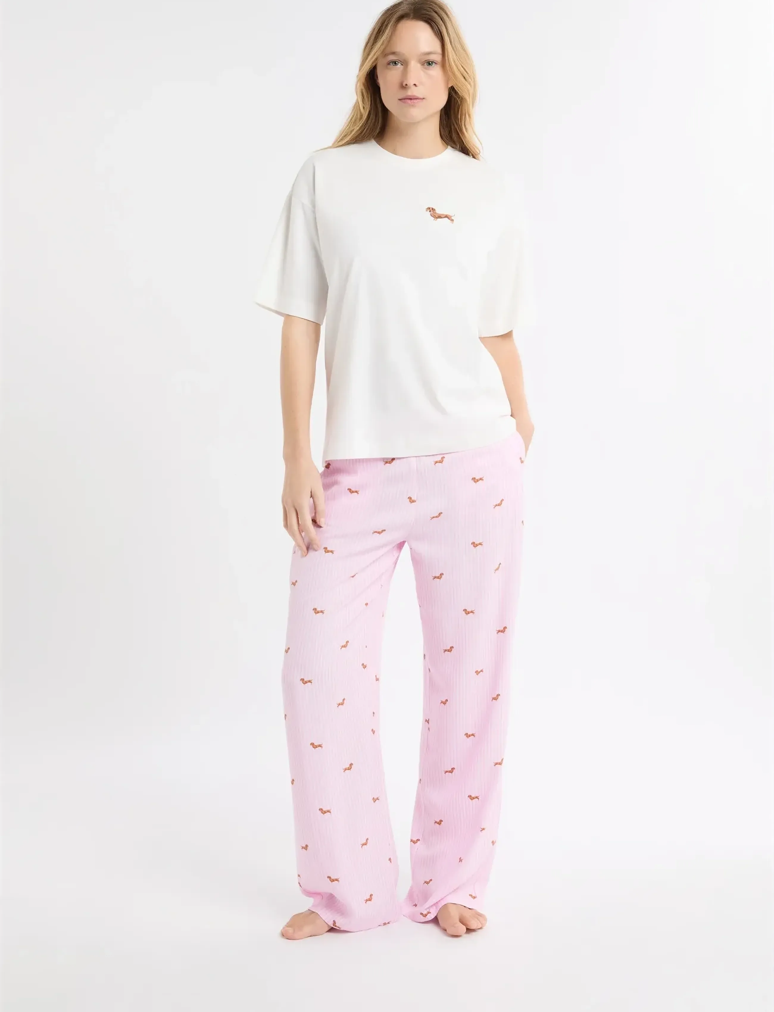 Etam Hug Short Sleeve Tee Shirt, XS, Night & Loungewear, Creme - Oberteile, Frauen