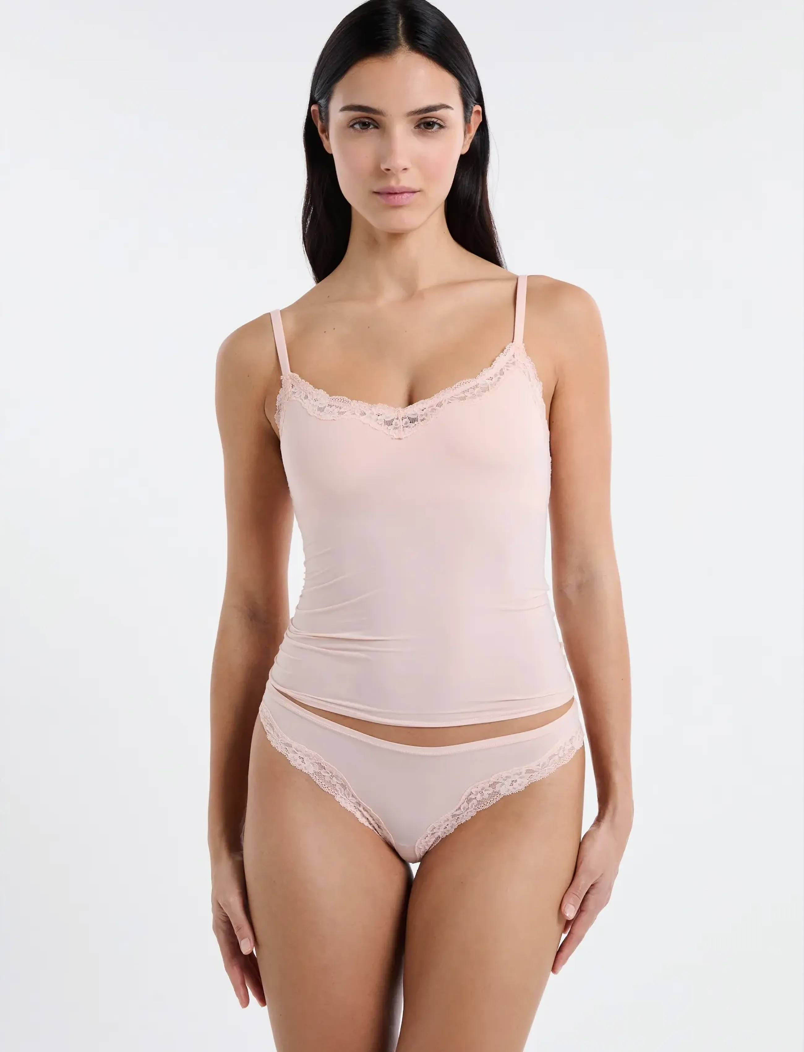 Etam Pure Soft Lace Camisole, Kvinder, Blonde Camisole, Pink, Str: M