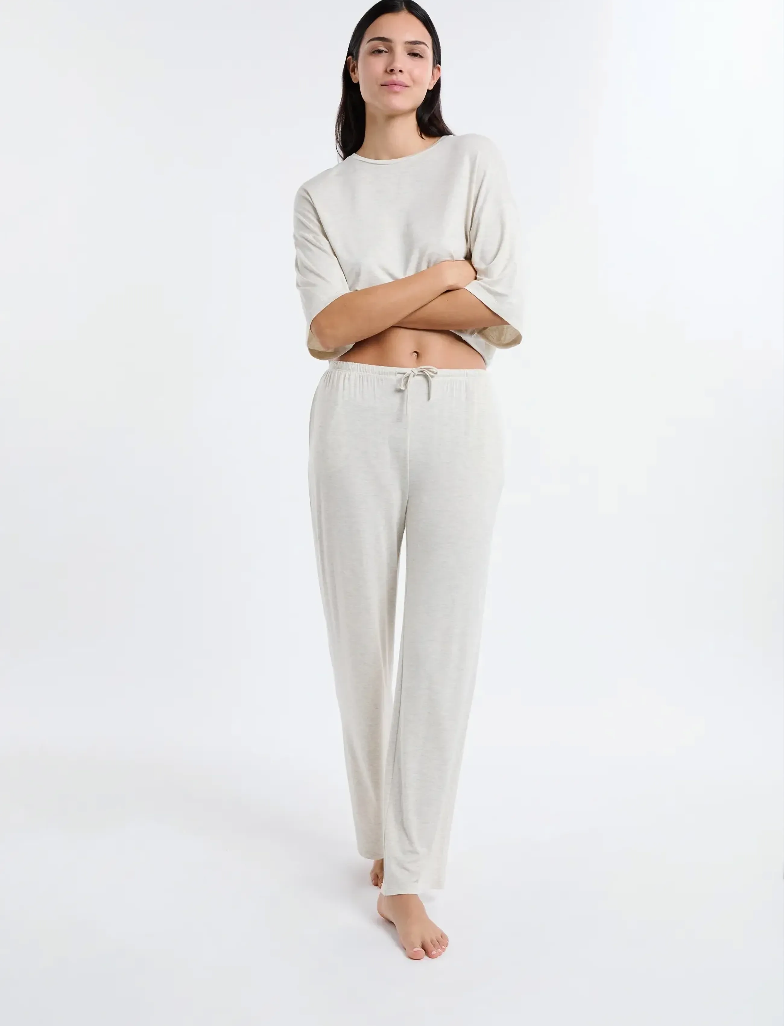 Etam Kate - Trousers, M, Beige, Nat- Og Loungewear > Bukser, Dame