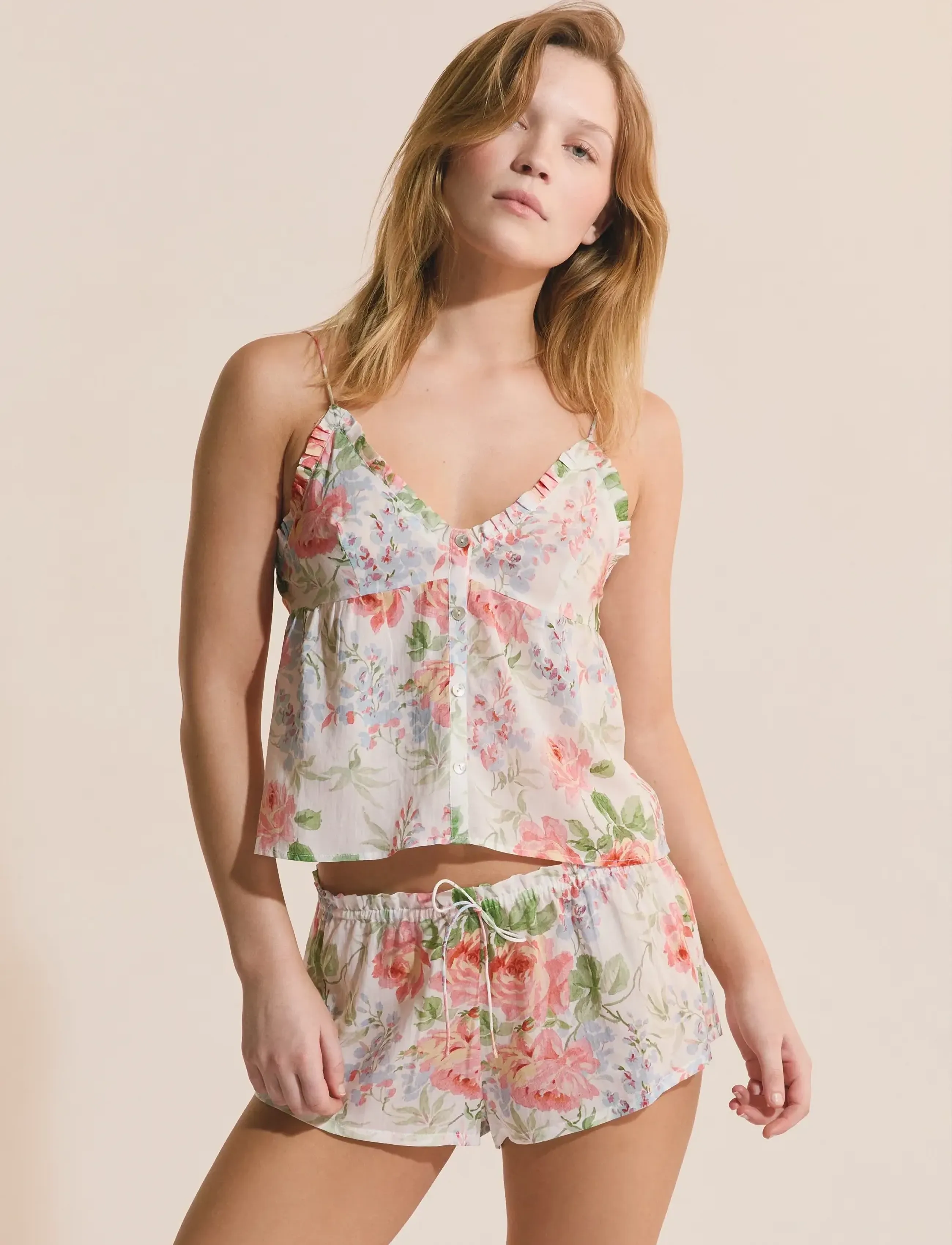 Etam Orchidee Pyjama Top, L, Night & Loungewear, Creme - Oberteile, Frauen