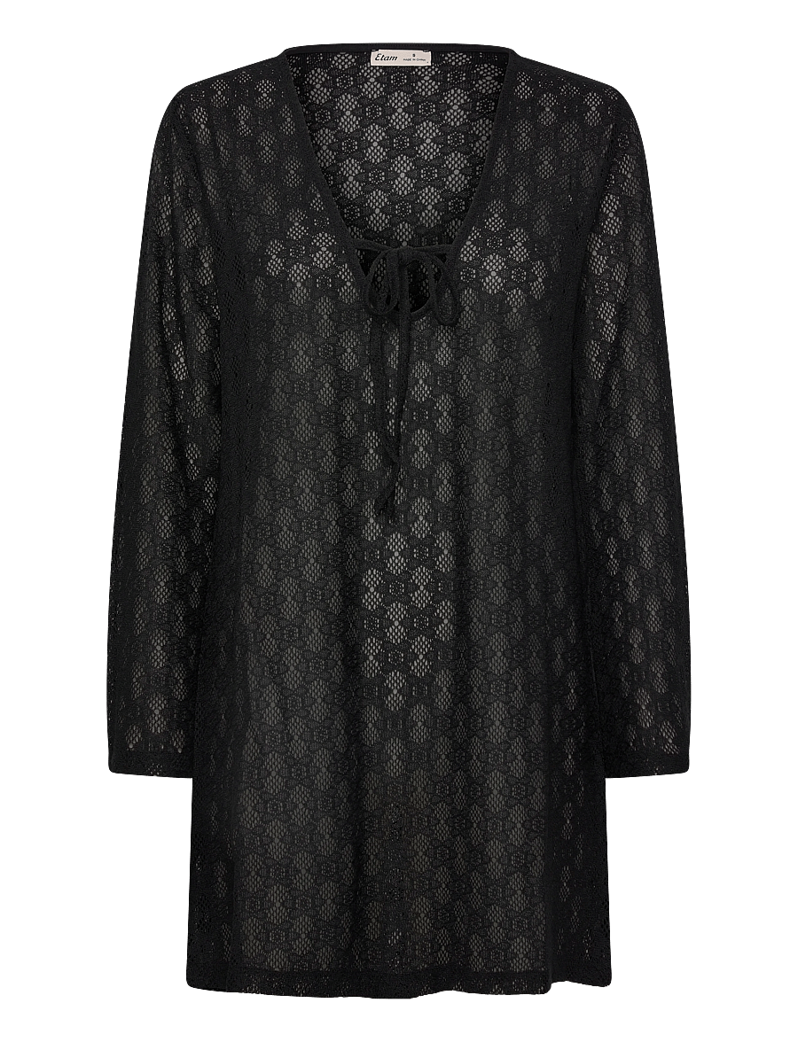 Etam - FLOWER BEACHWEAR ROBE - strandmode - black - 0