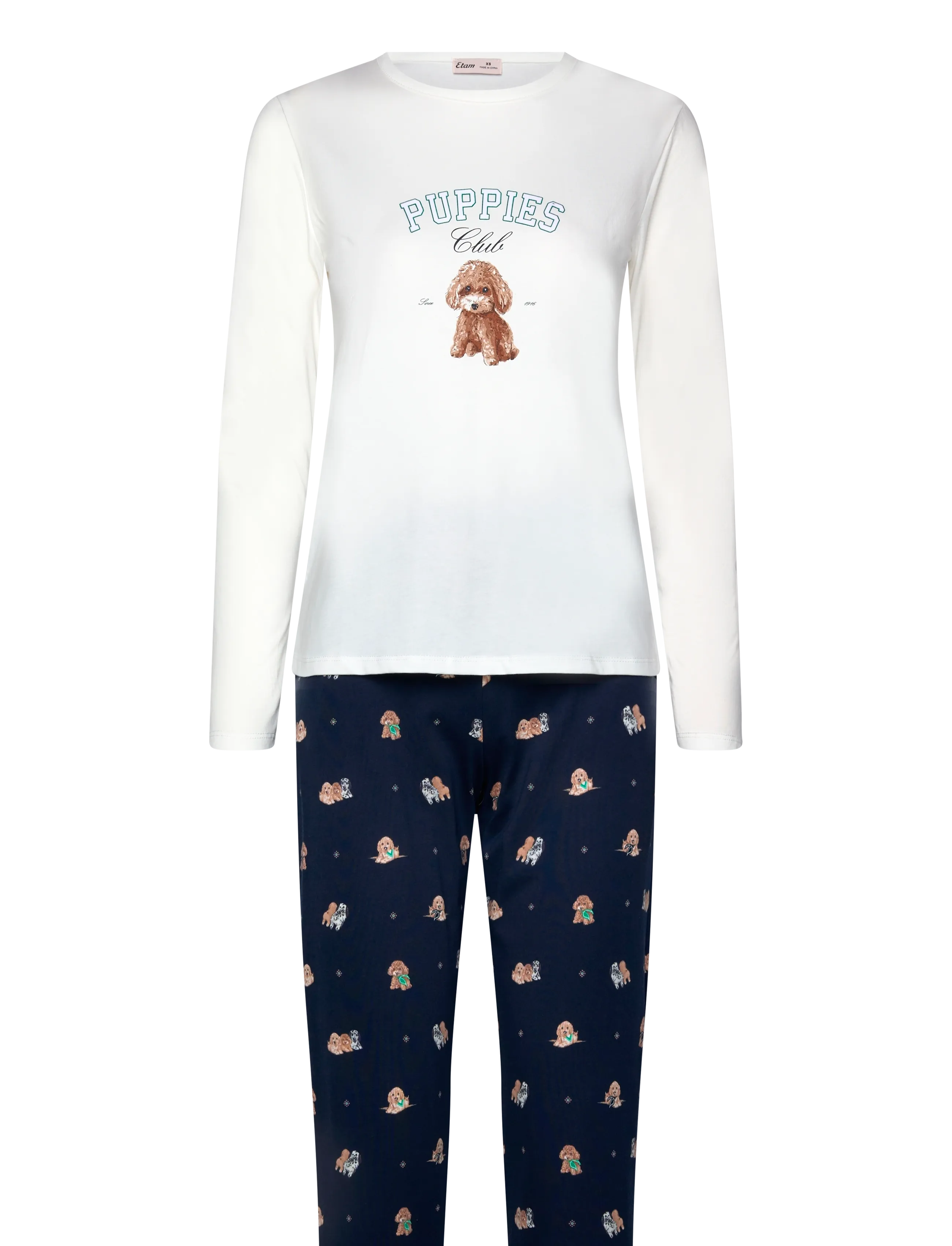 Etam Ruby 3-Pieces Pyjama, Damen, 3-Teiliges Pyjama Set, Marineblau, Gr.S