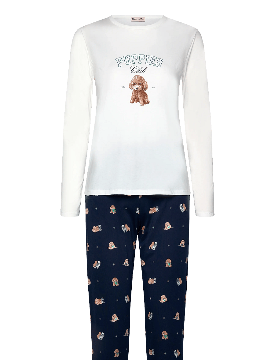 Etam - RUBY - 3-PIECES PYJAMA - long-sleeved tops - blue - 1