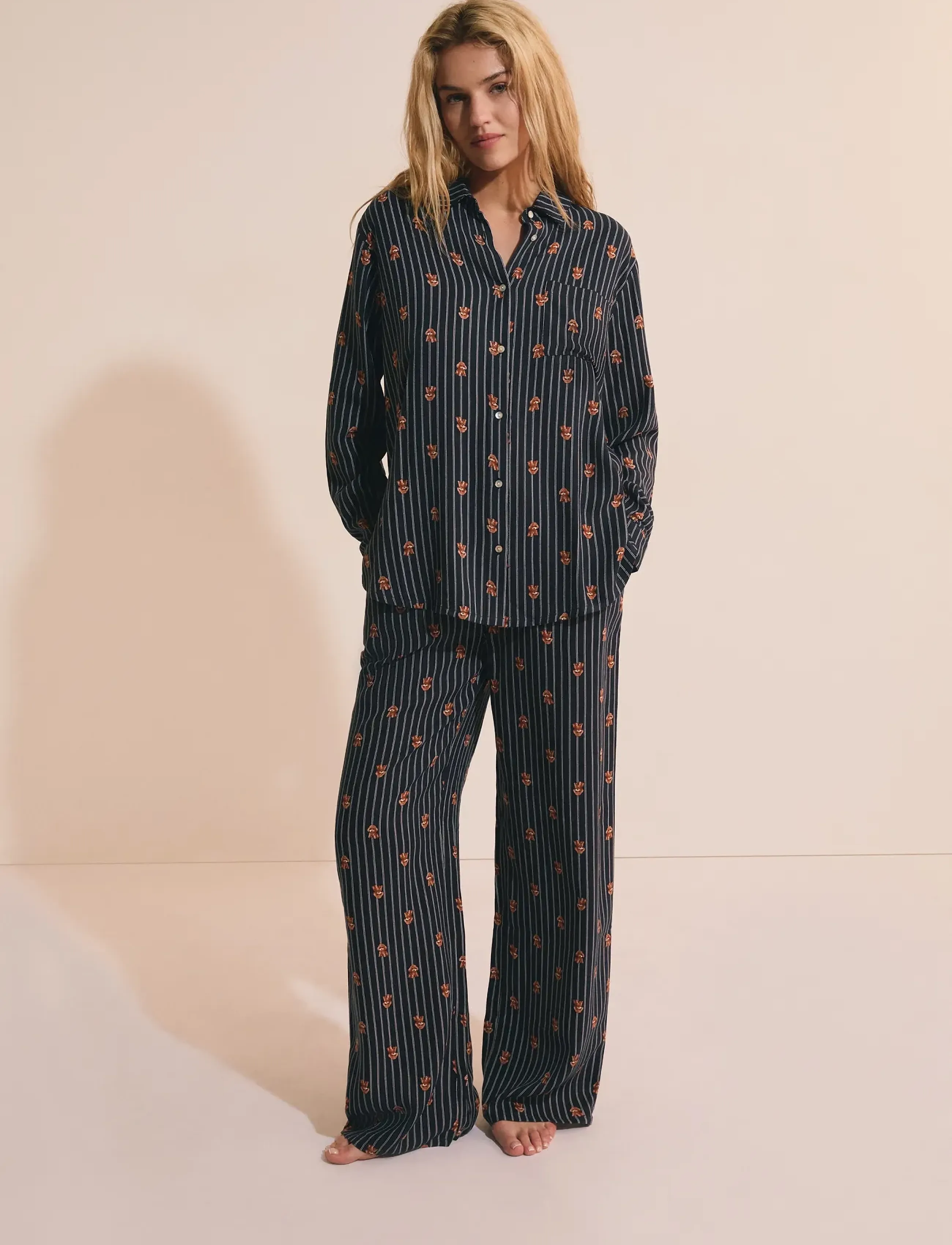 Etam ROBY - LONG SLEEVE PYJAMA SHIRT - Hemden - INK / navy