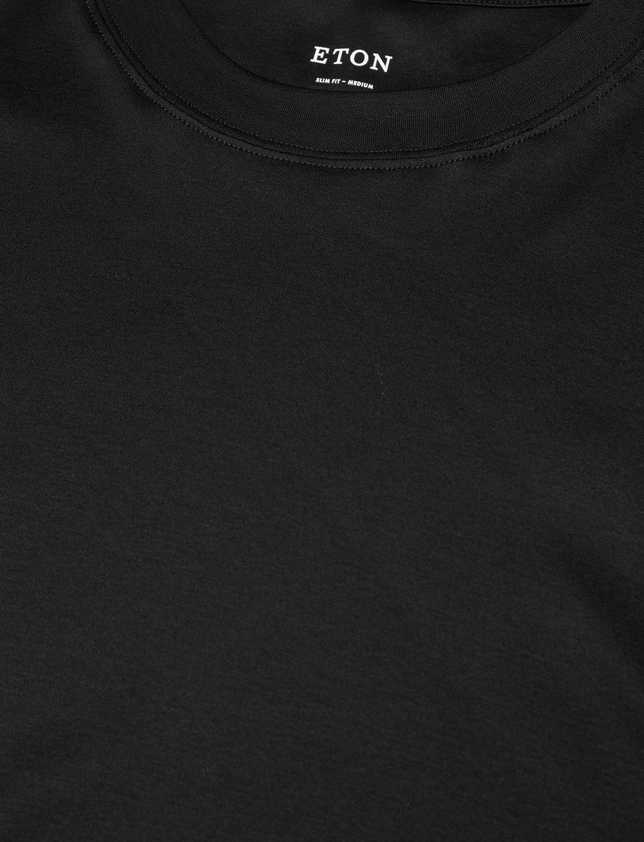 Eton Men's T-shirt: Casual  Jersey - Herbstgarderobe - BLACK / black