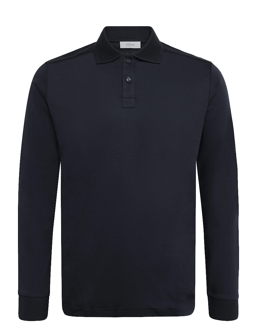 Eton - Eton Polo - long-sleeved knitted polos - navy - 0