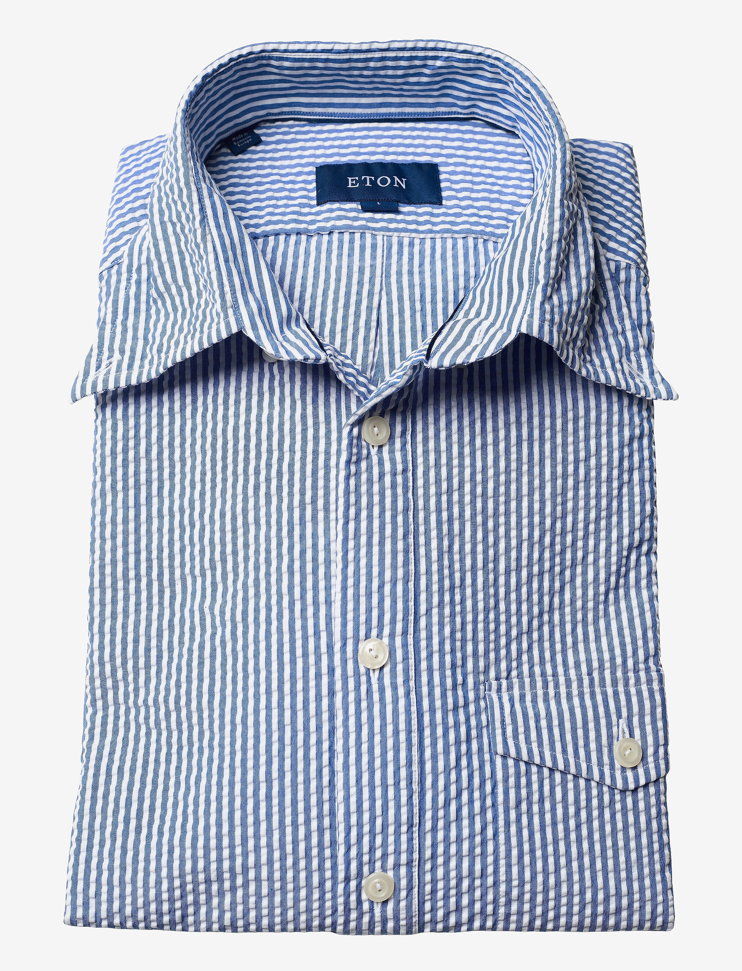 Eton - Slim  fit Casual Poplin Shirt - kortærmede skjorter - blue - 2
