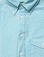 Eton - Navy Striped Seersucker Short Sleeve Popover Shirt - chemises basiques - green - 2