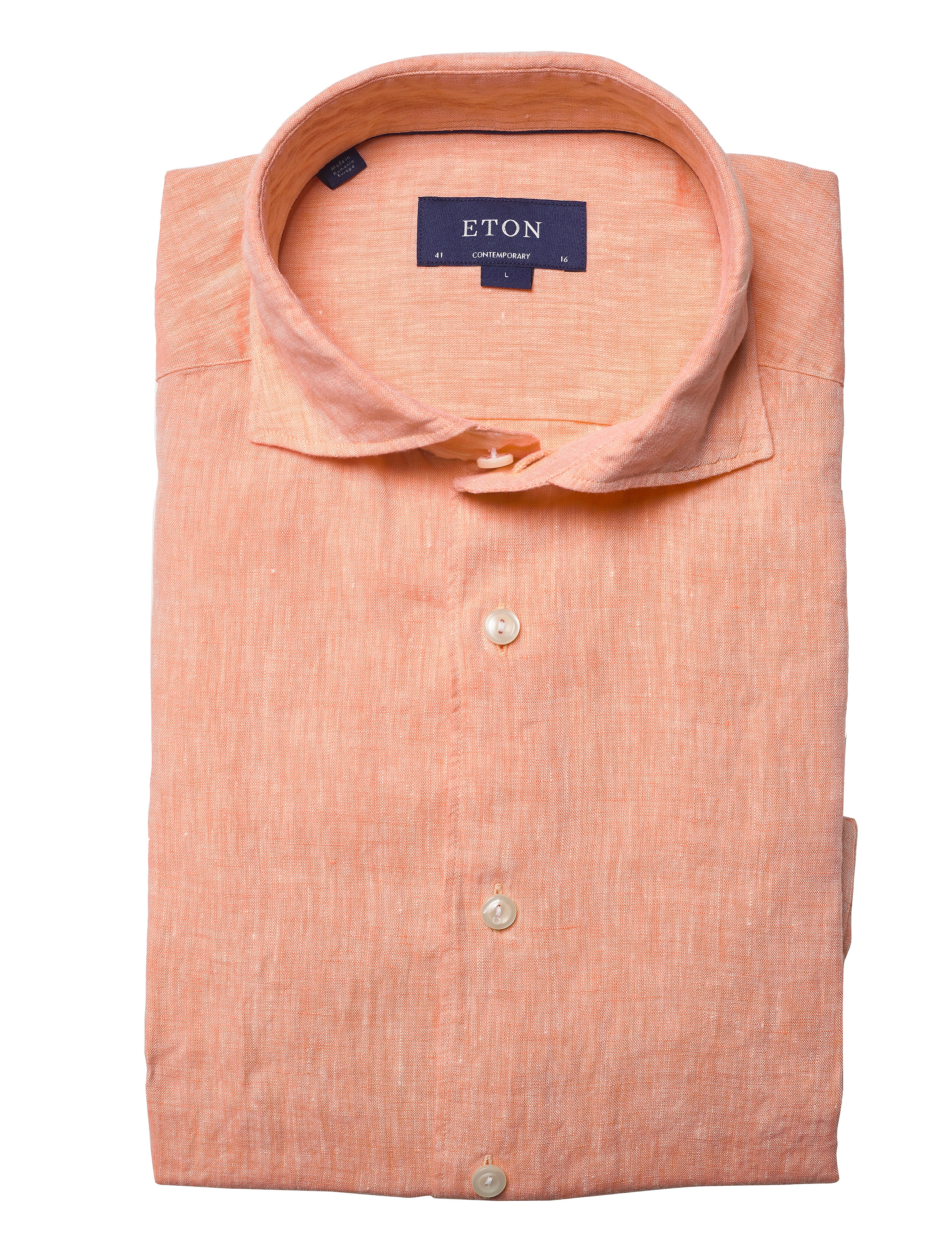 Eton - Slim  fit Business Casual Linen Shirt - yellow/orange - 4