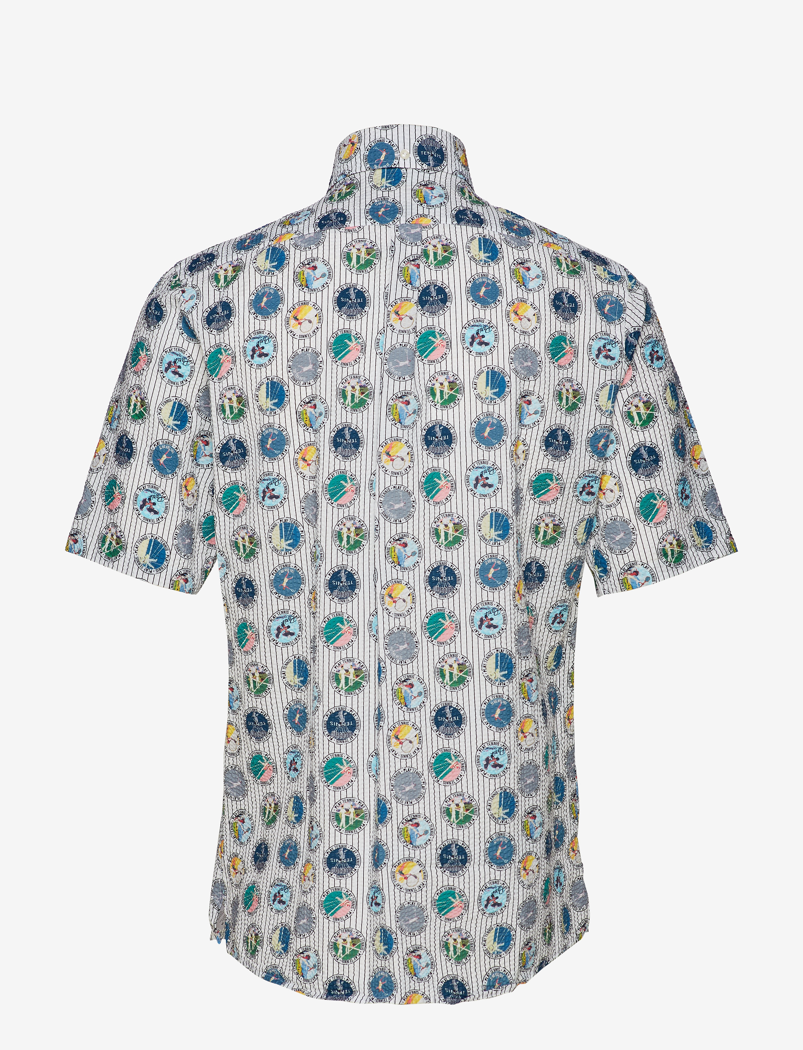 Eton - Tennis Print Seersucker Short Sleeve Popover Shirt - chemises à manches courtes - white - 1
