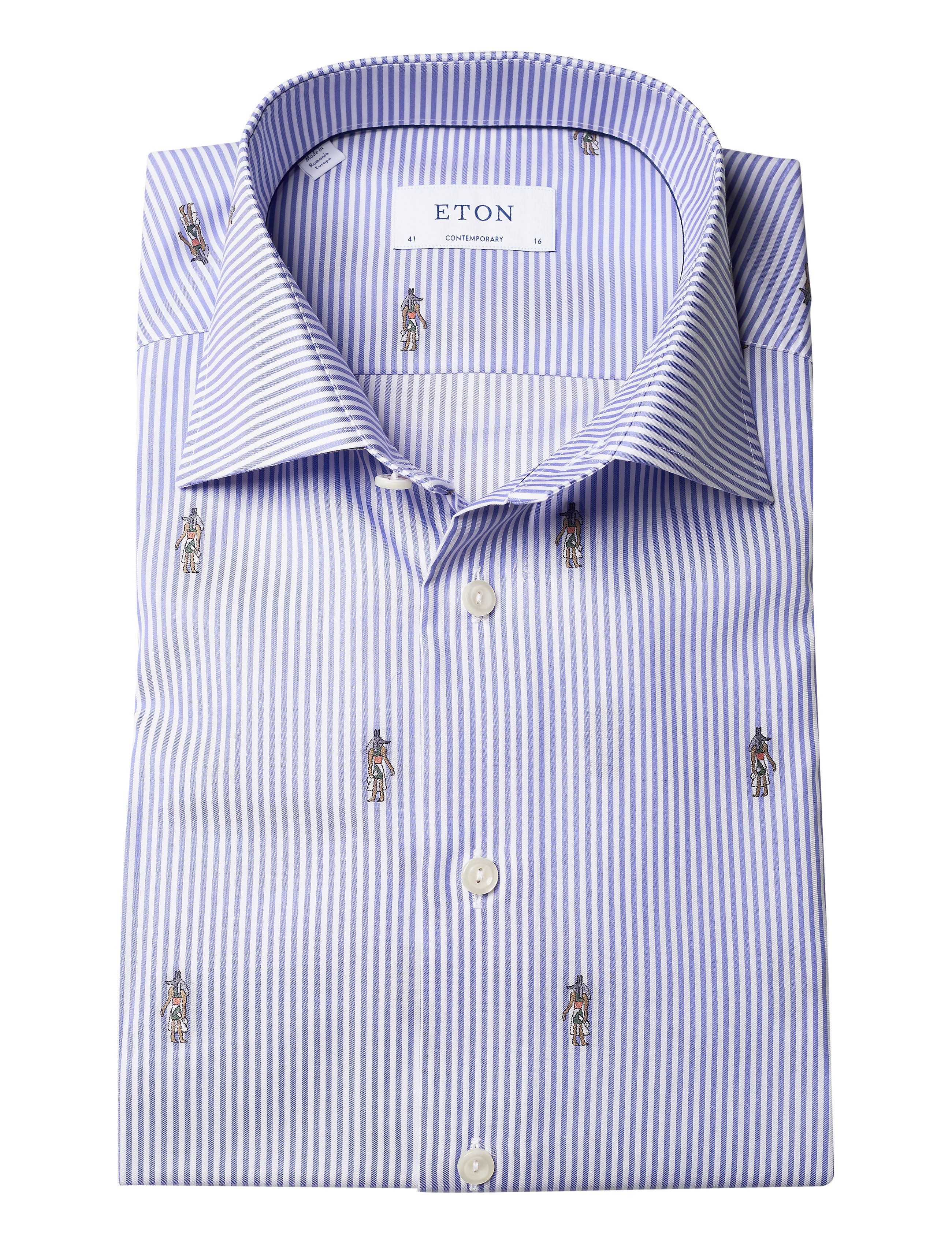 Eton - Blue Striped Twill Shirt – Anubis Embroidery - blue - 4