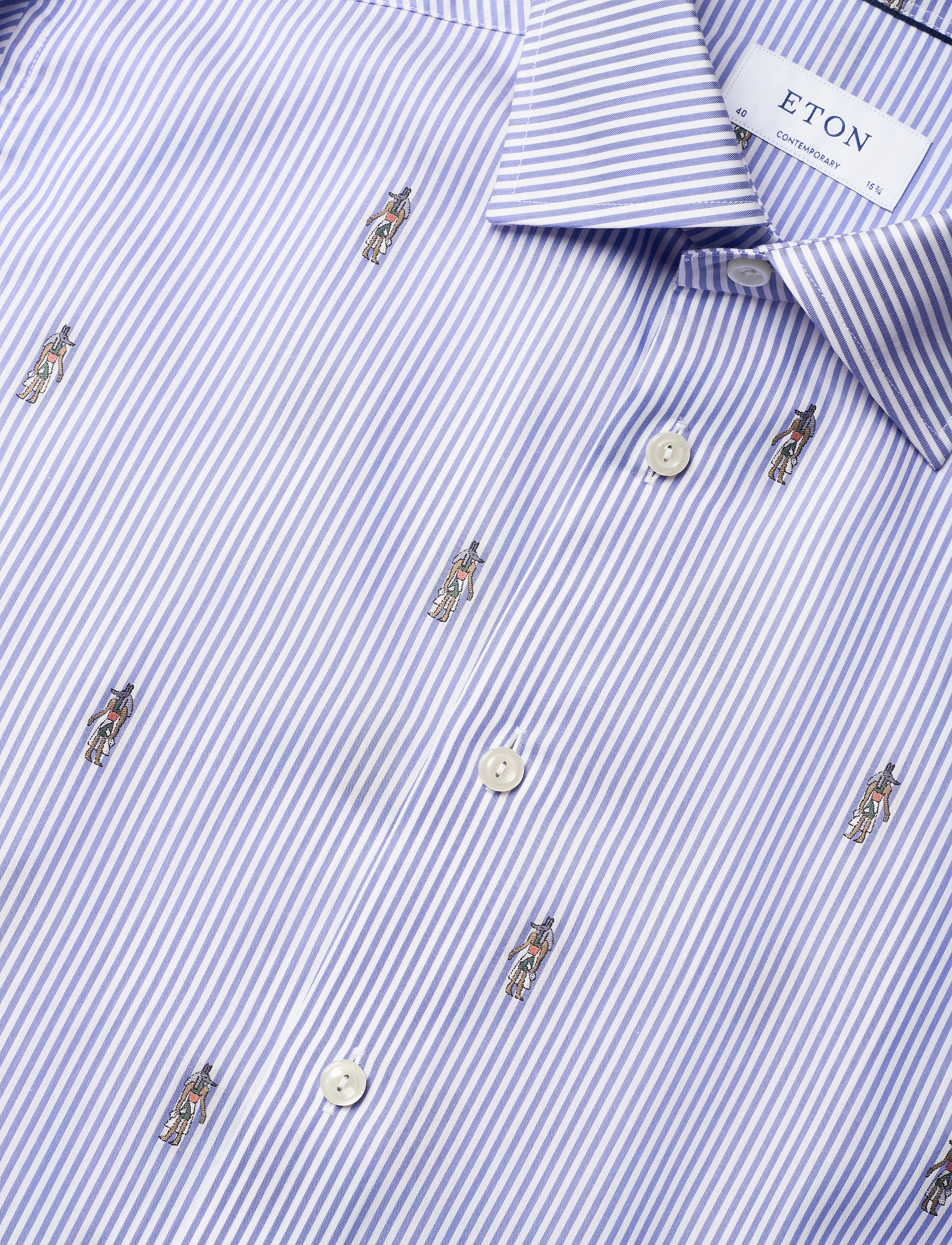 Eton - Blue Striped Twill Shirt – Anubis Embroidery - blue - 3