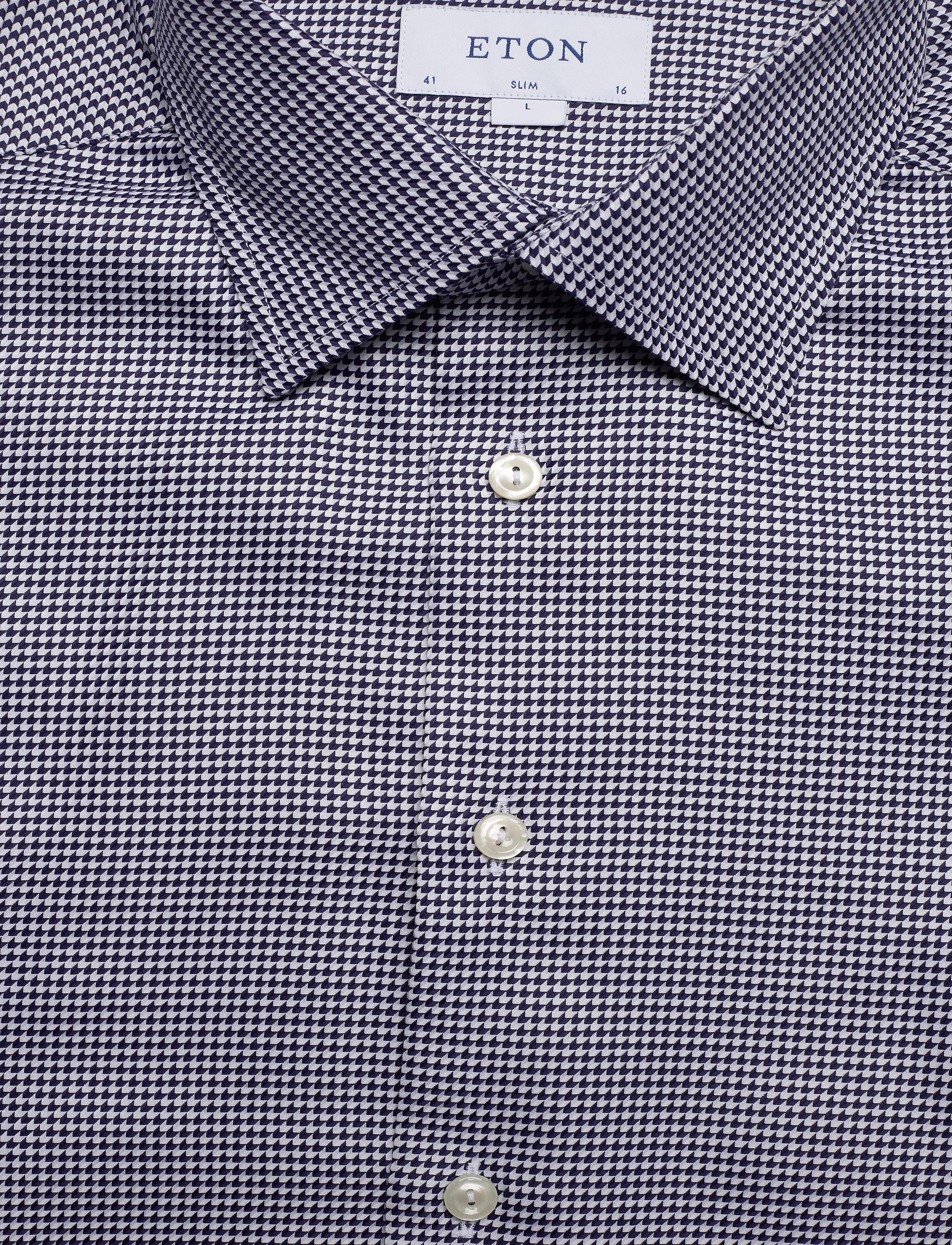 Eton - Navy Micro Weave Twill Shirt - blue - 2
