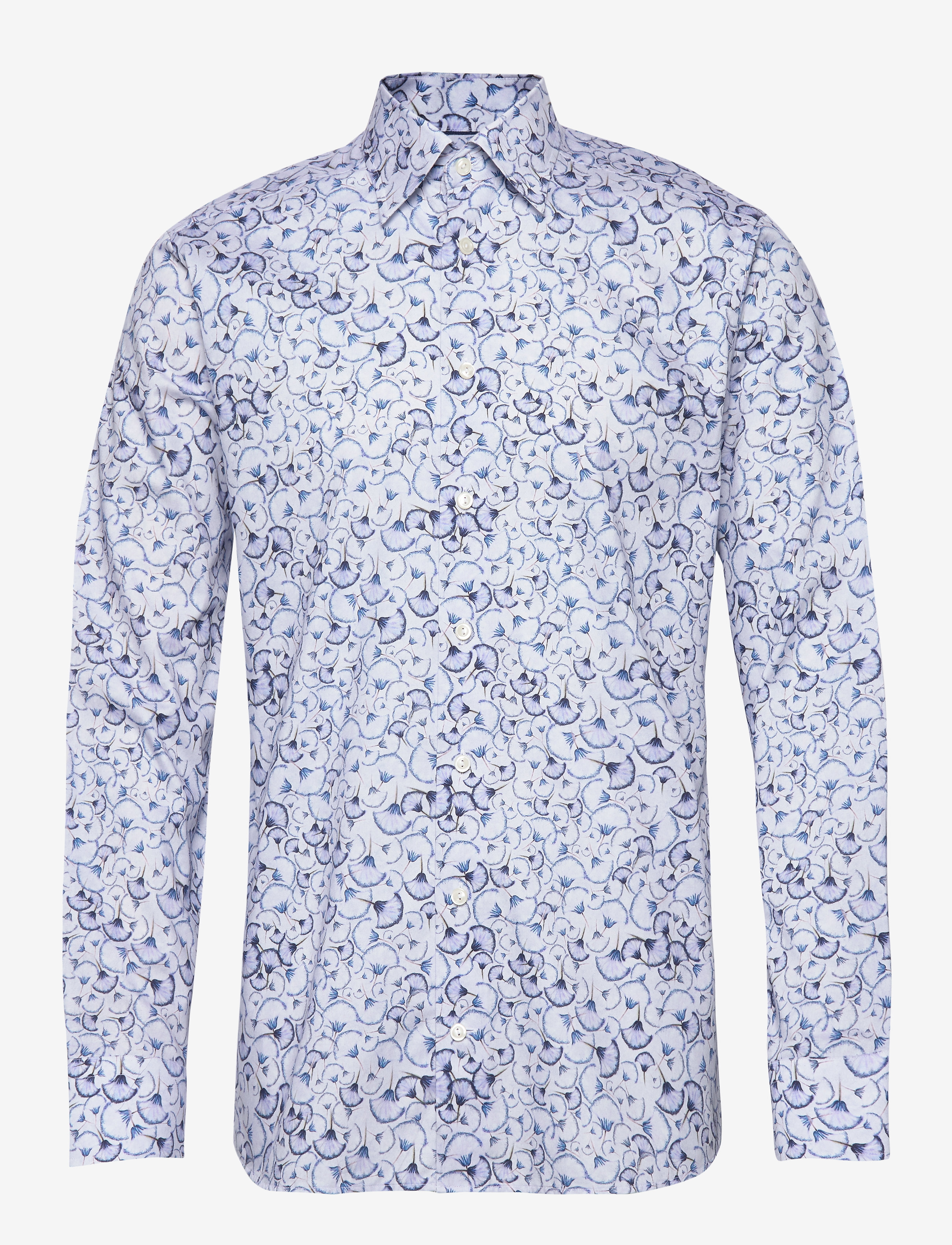 Eton - Blue Papyrus Print Twill Shirt - blue - 0
