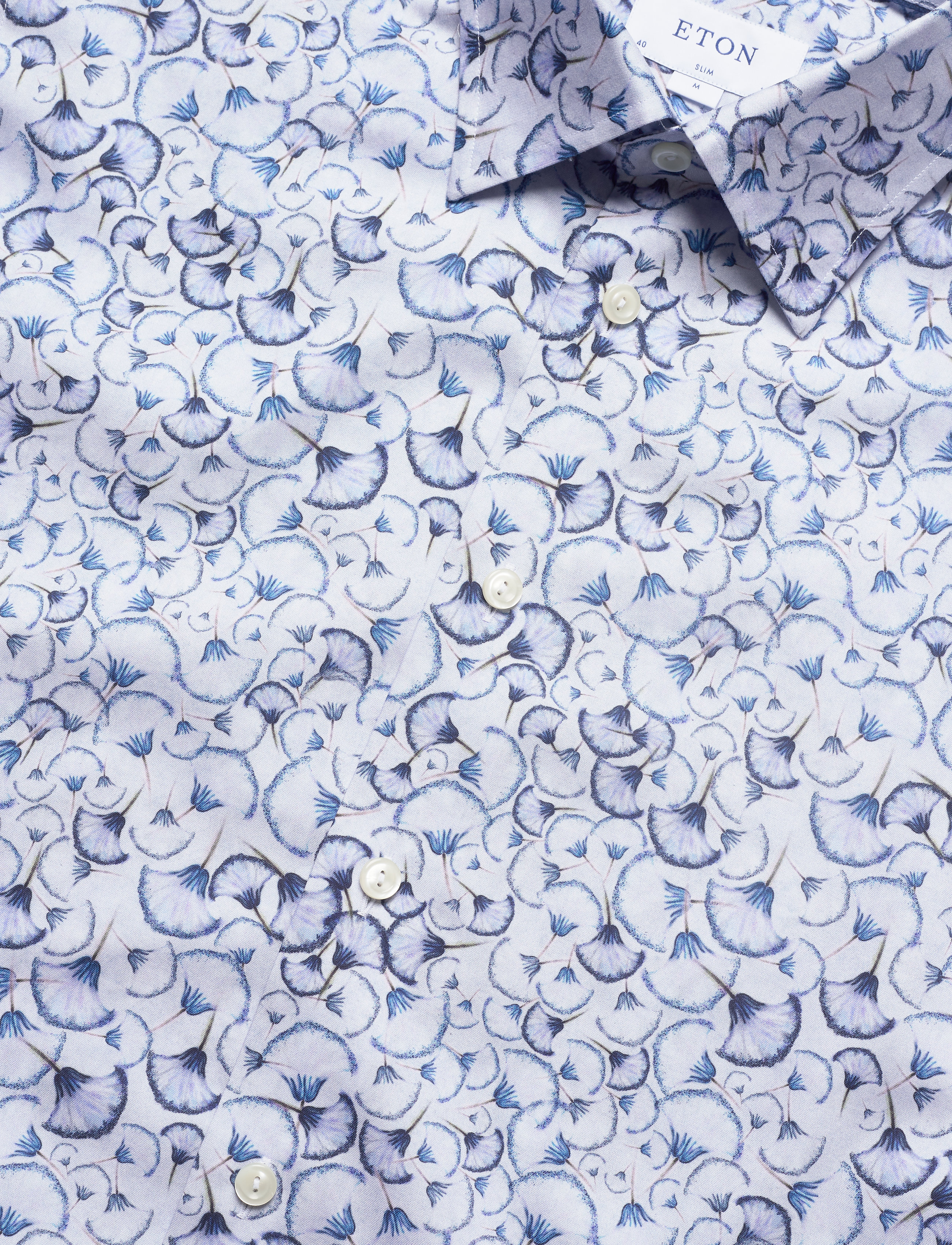 Eton - Blue Papyrus Print Twill Shirt - blue - 3