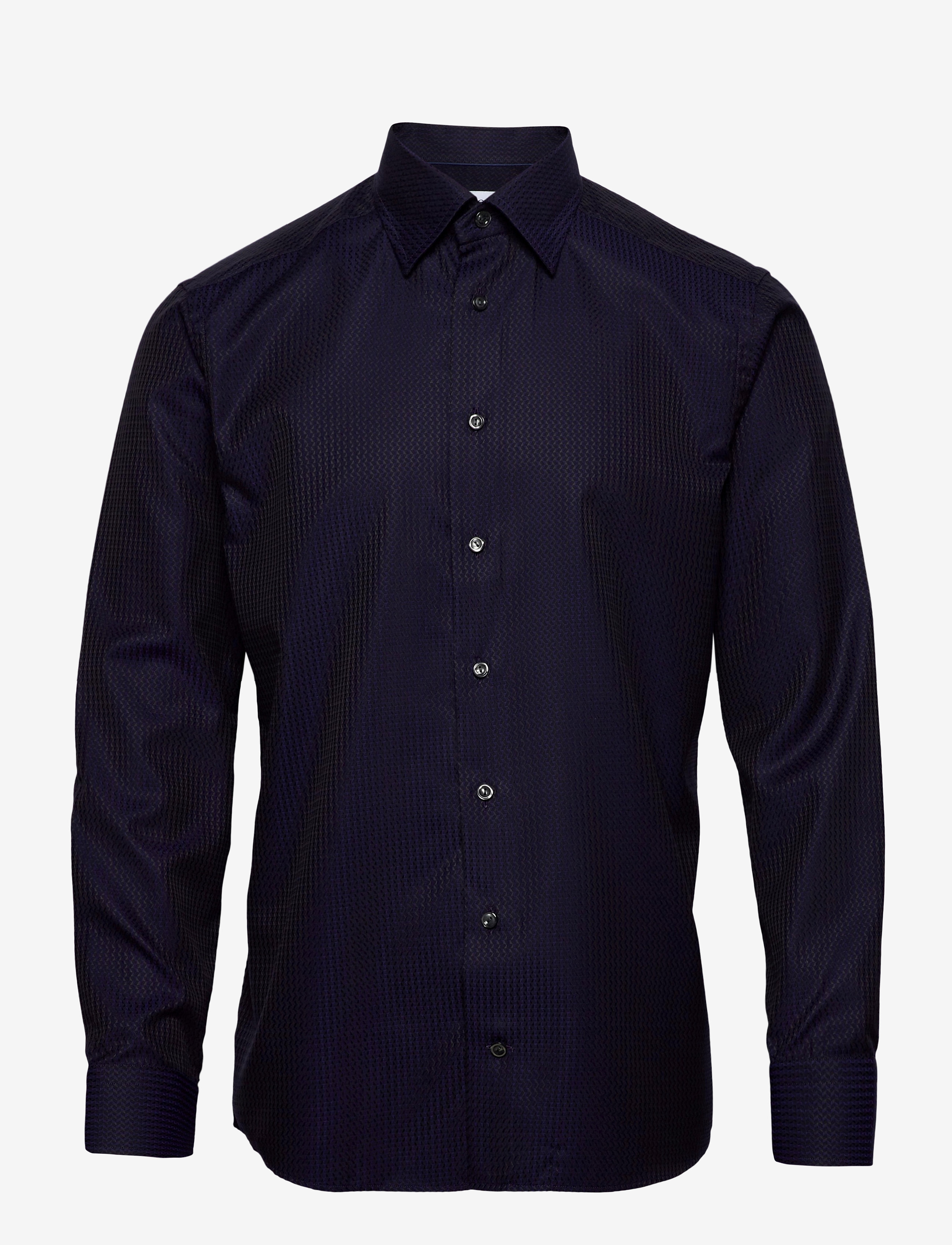 Eton - Black & Navy Jacquard Shirt - blue - 0