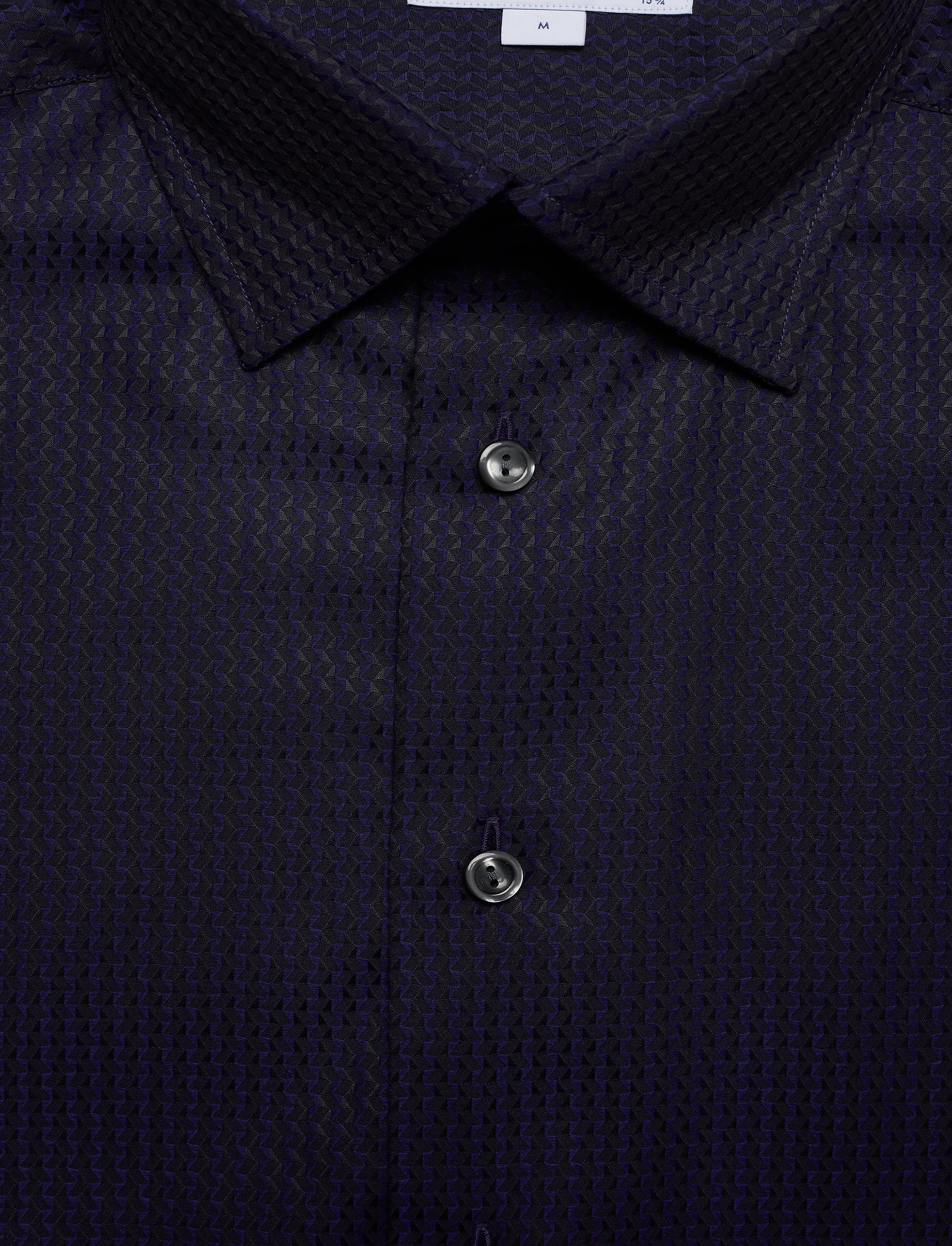 Eton - Black & Navy Jacquard Shirt - blue - 2