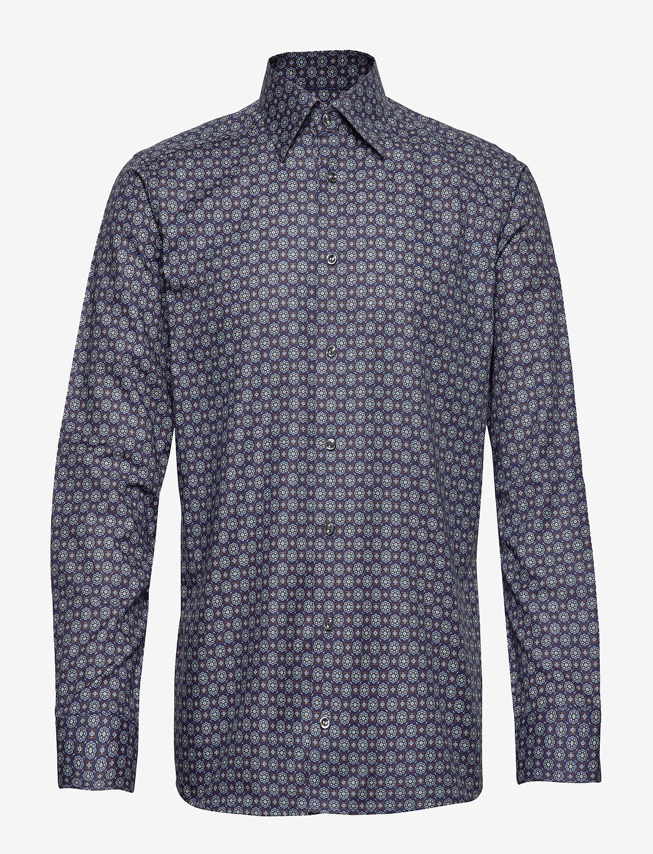 Eton - Navy Medallion Print Twill Shirt - blue - 0