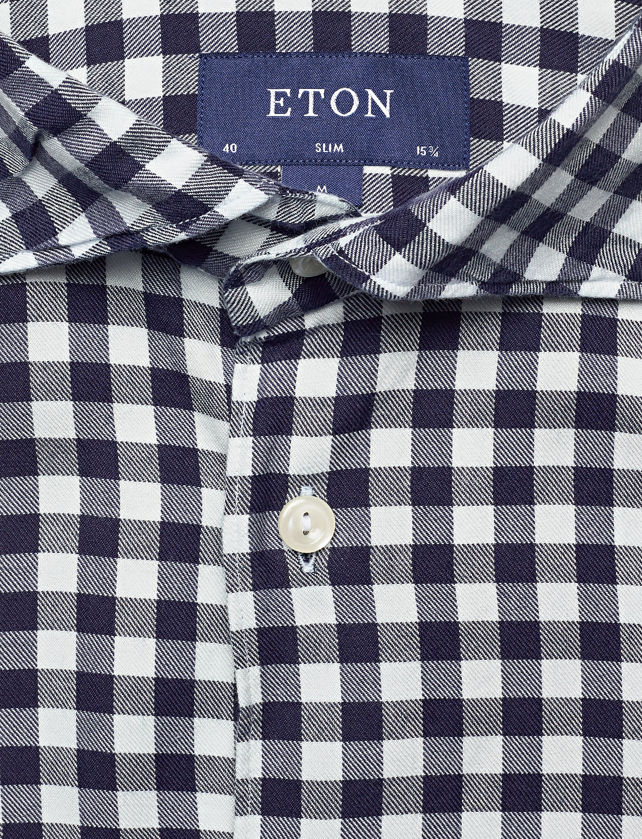 Eton - Soft Navy Gingham Checked Cotton-Tencel Shirt - blue - 2