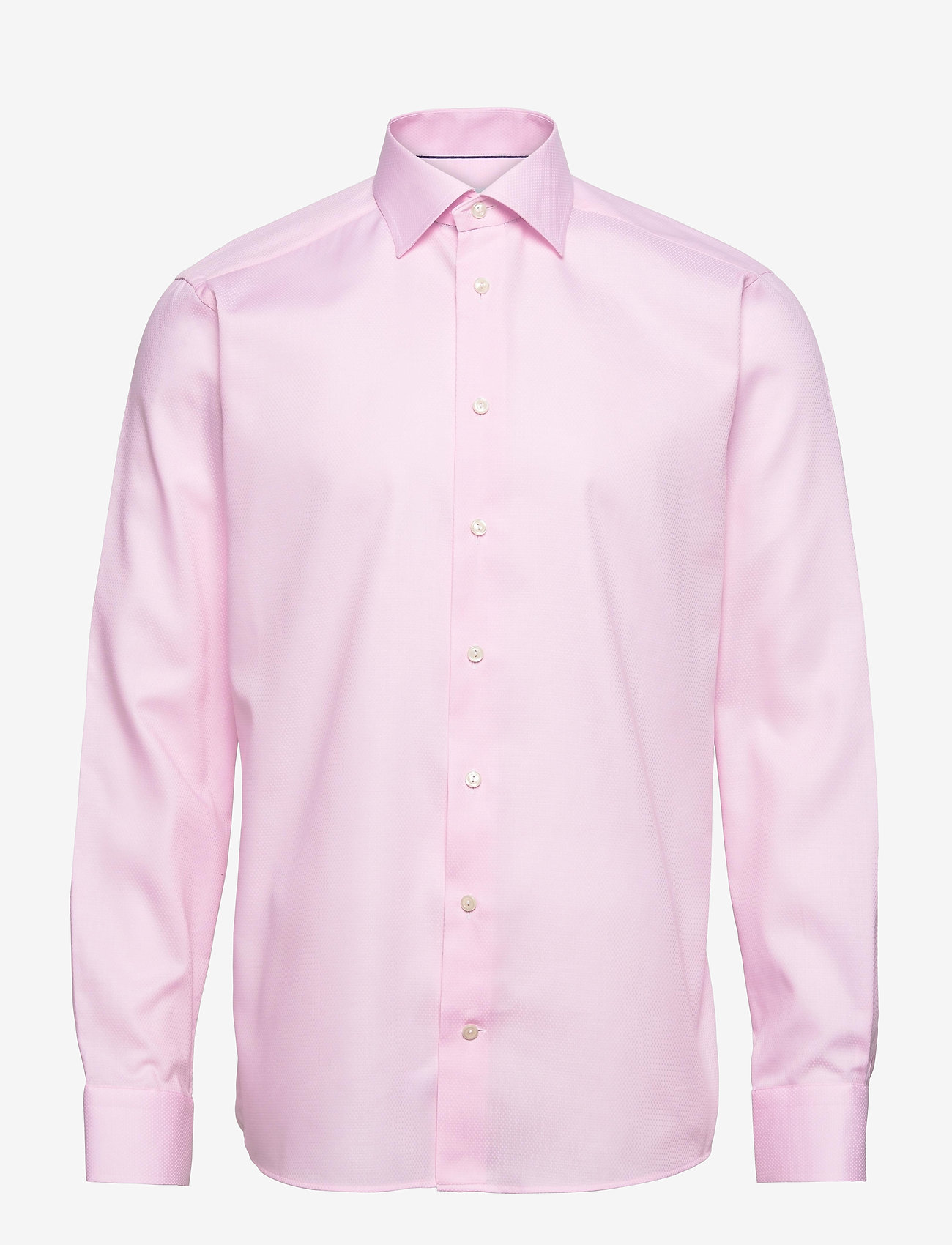 Eton - Navy Diamond Weave Twill Shirt - pink/red - 0
