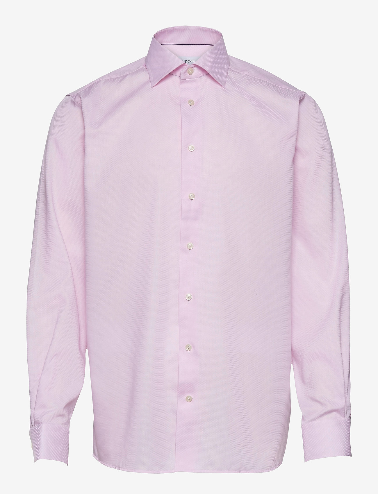 Eton - Navy Diamond Weave Twill Shirt - pink/red - 0