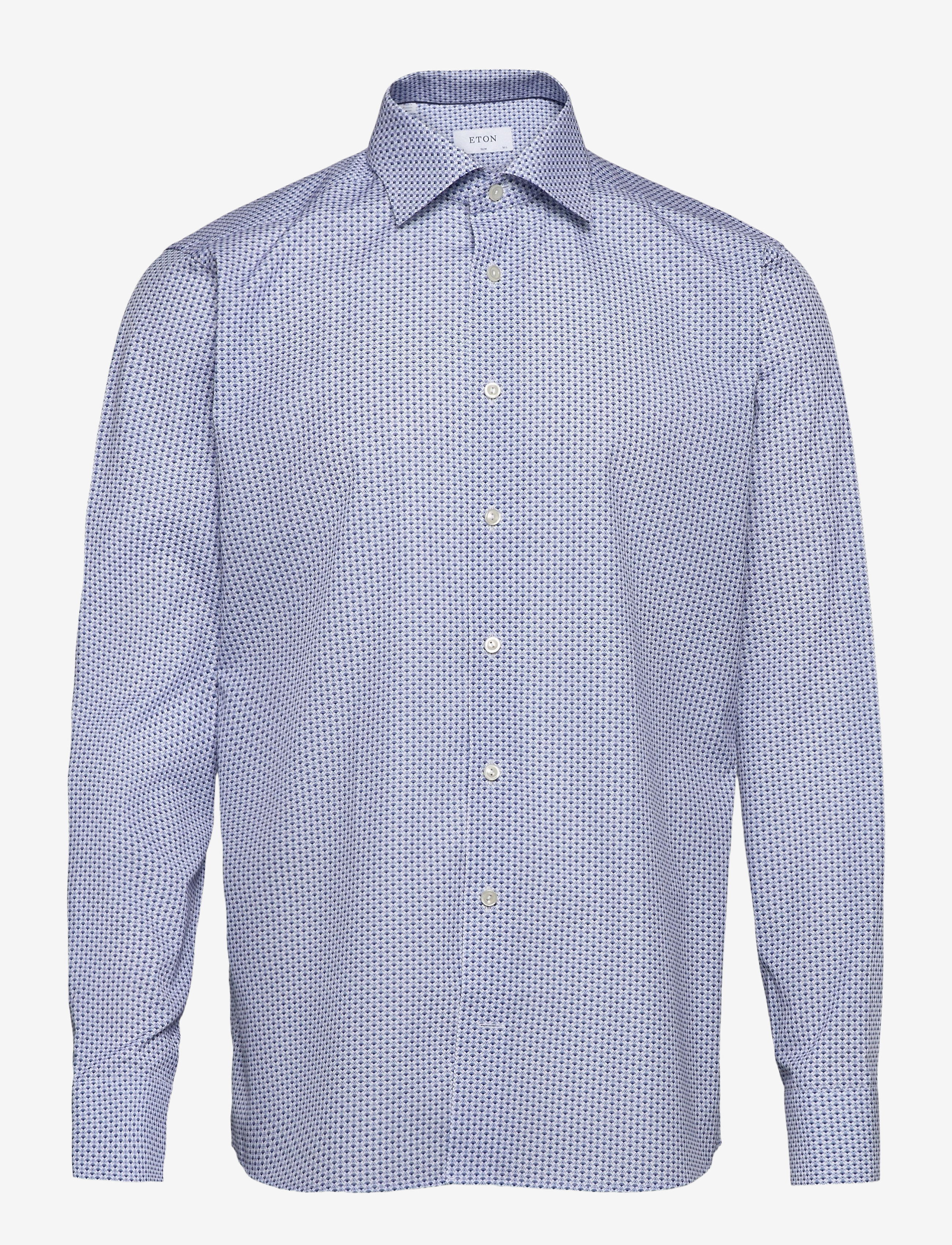 Eton - Floral Micro Print Poplin Shirt - blue - 0