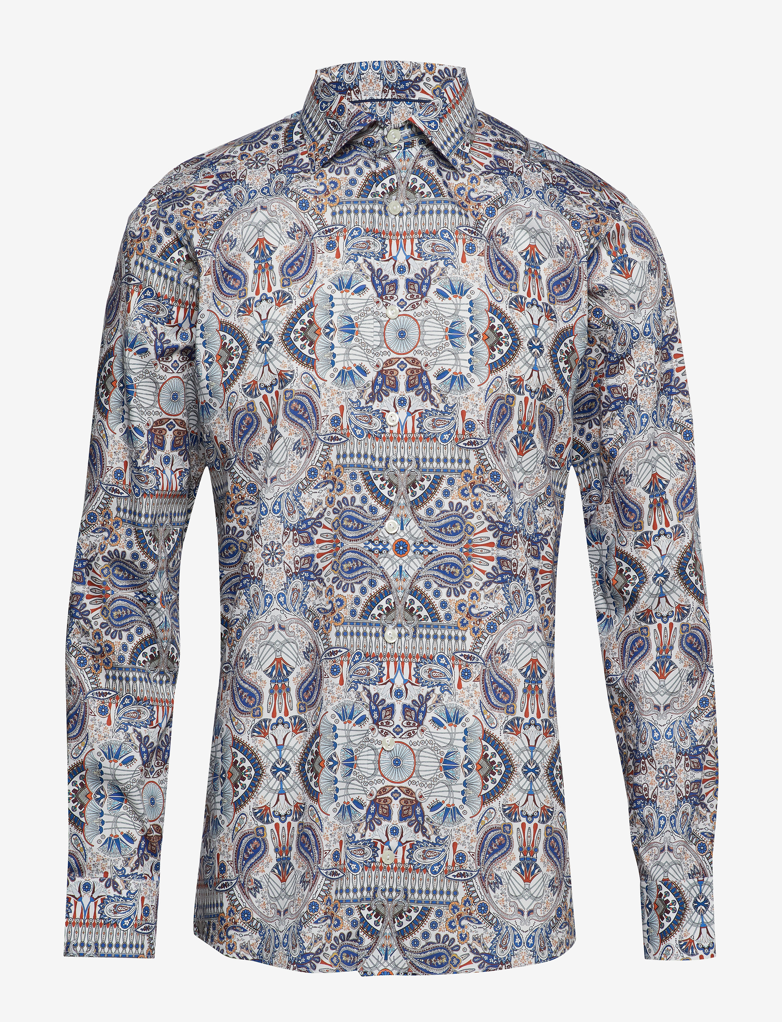 Eton - Ancient Paisley Print Twill Shirt - pink/red - 0