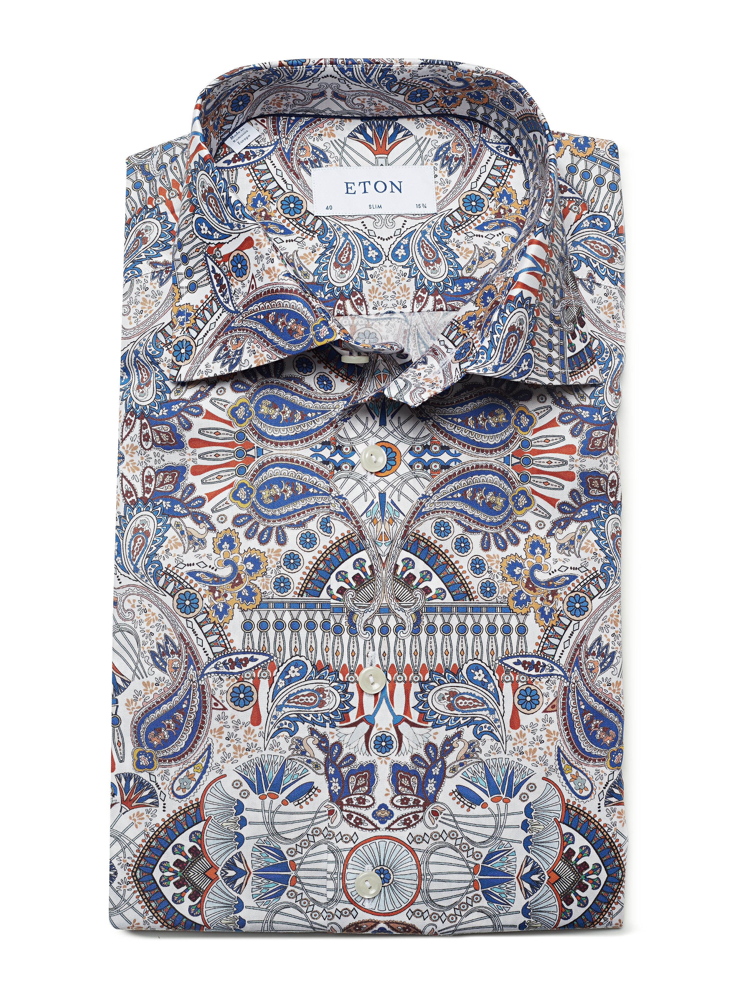 Eton - Ancient Paisley Print Twill Shirt - pink/red - 4