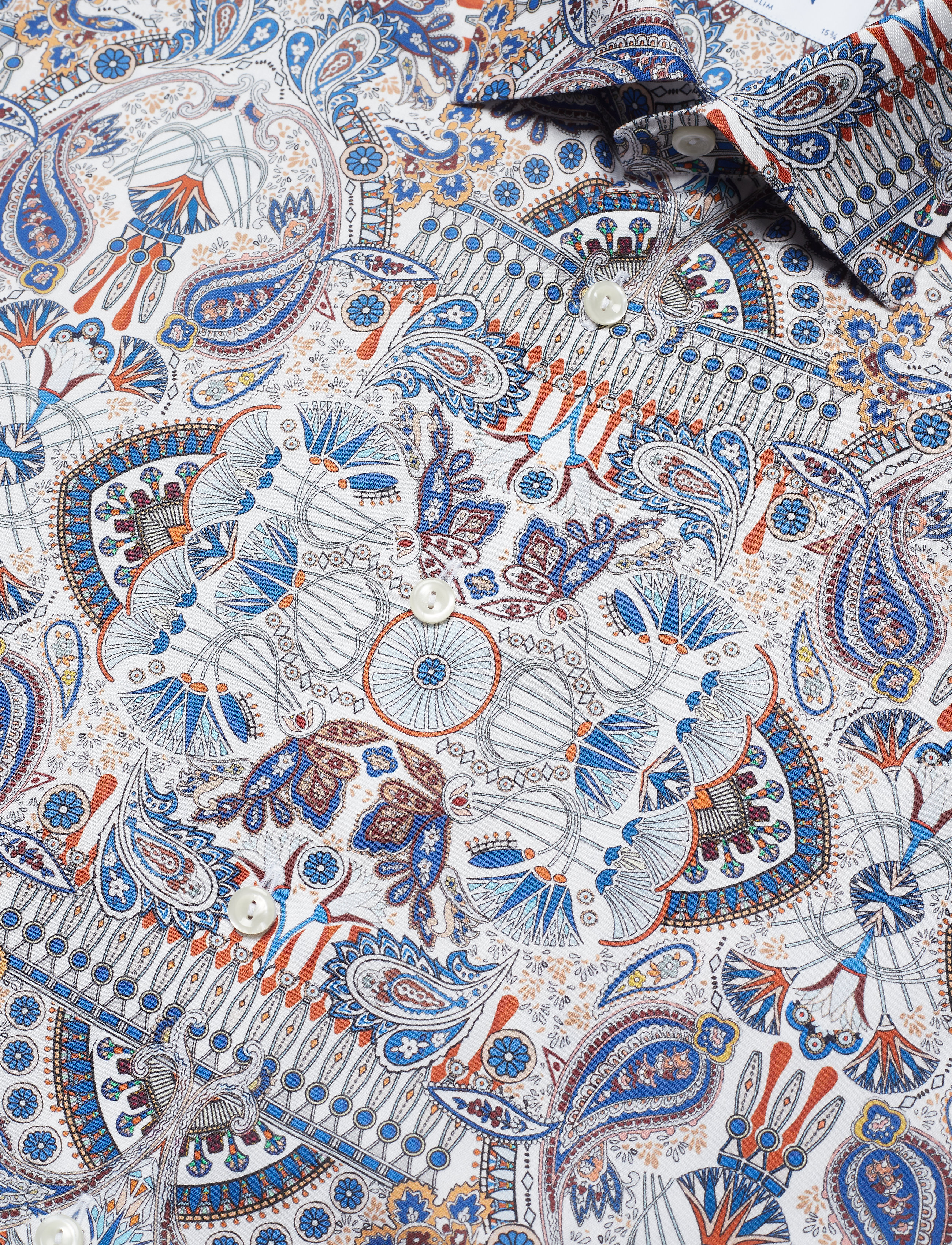 Eton - Ancient Paisley Print Twill Shirt - pink/red - 3