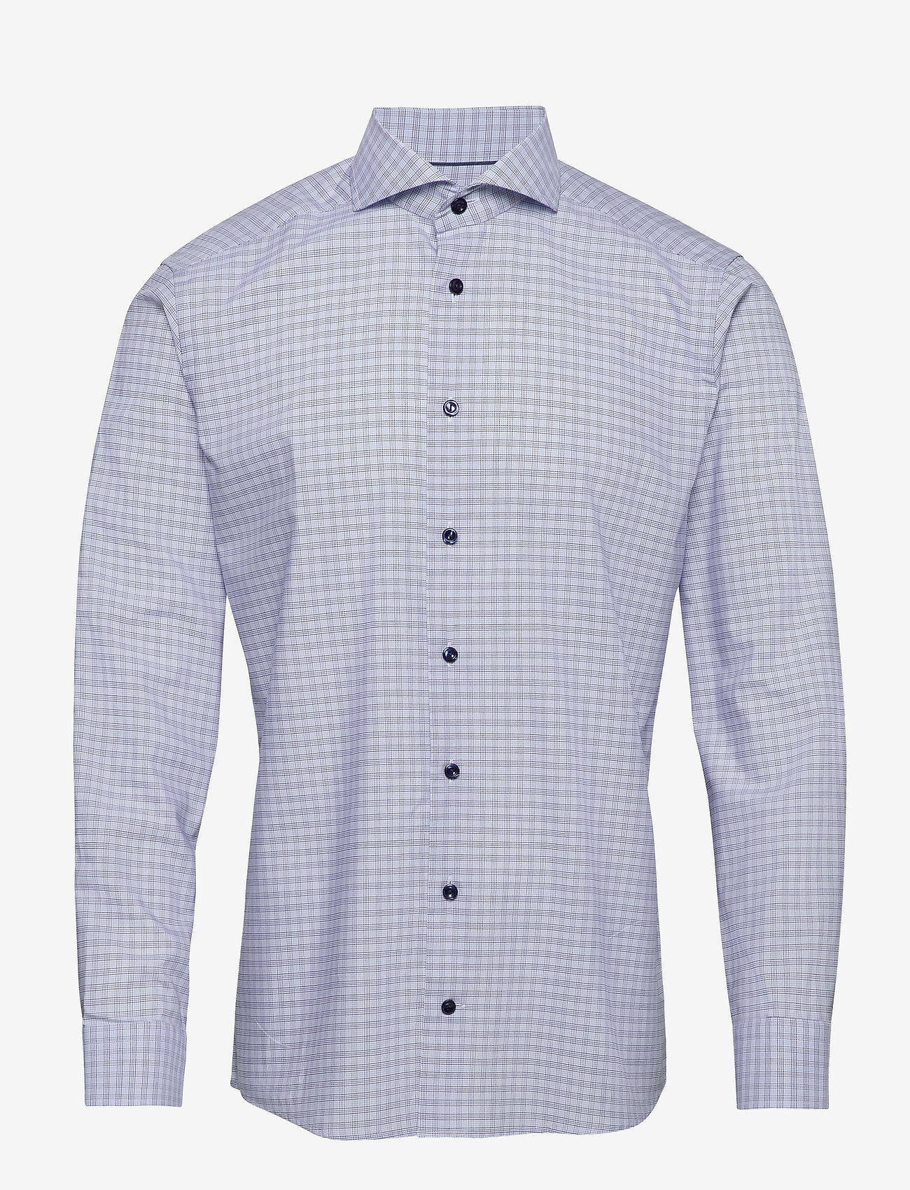 Eton - Sky Blue & Navy Checked Twill Shirt - blue - 0