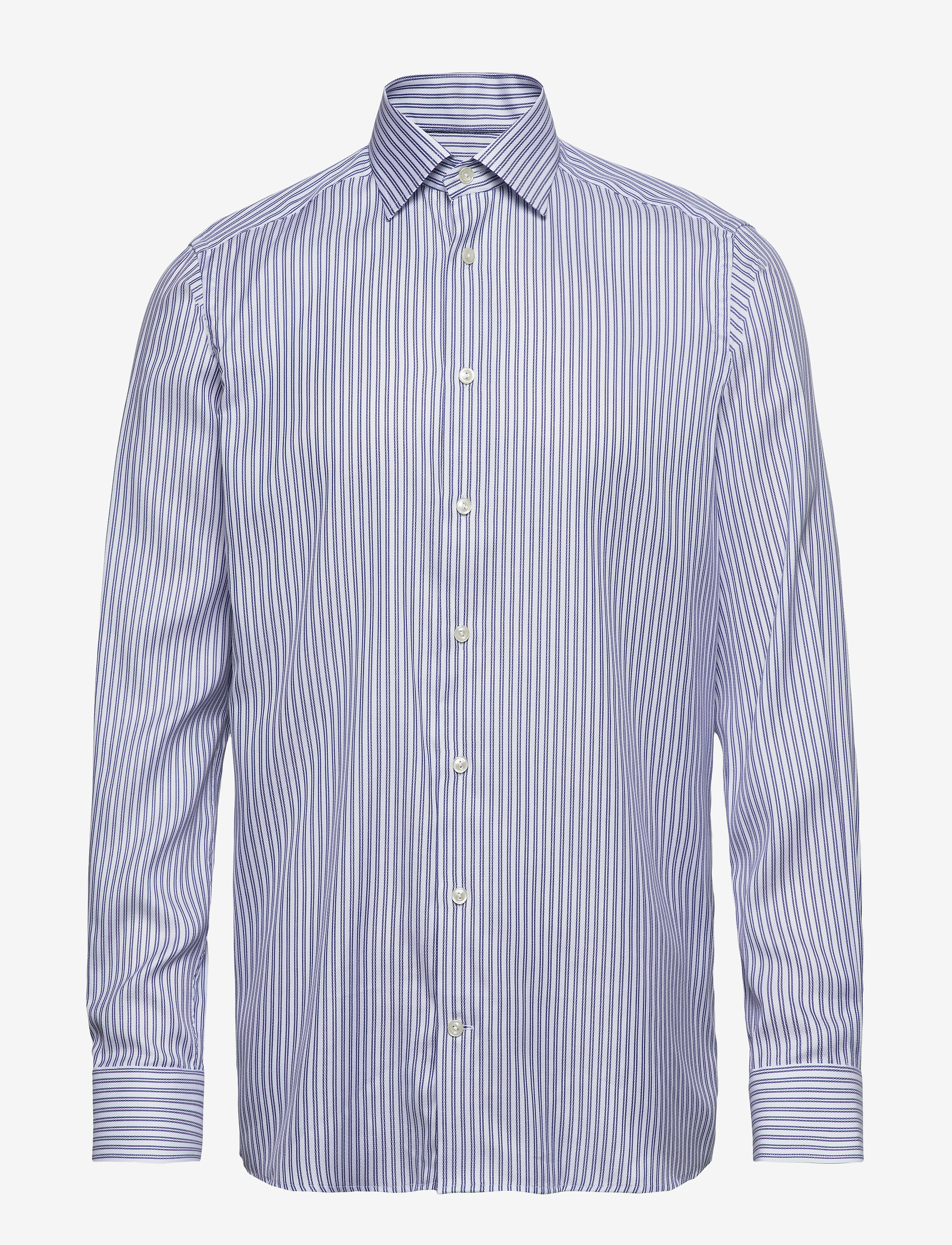 Eton - Navy Striped Tencel - Contemporary fit - blue - 0