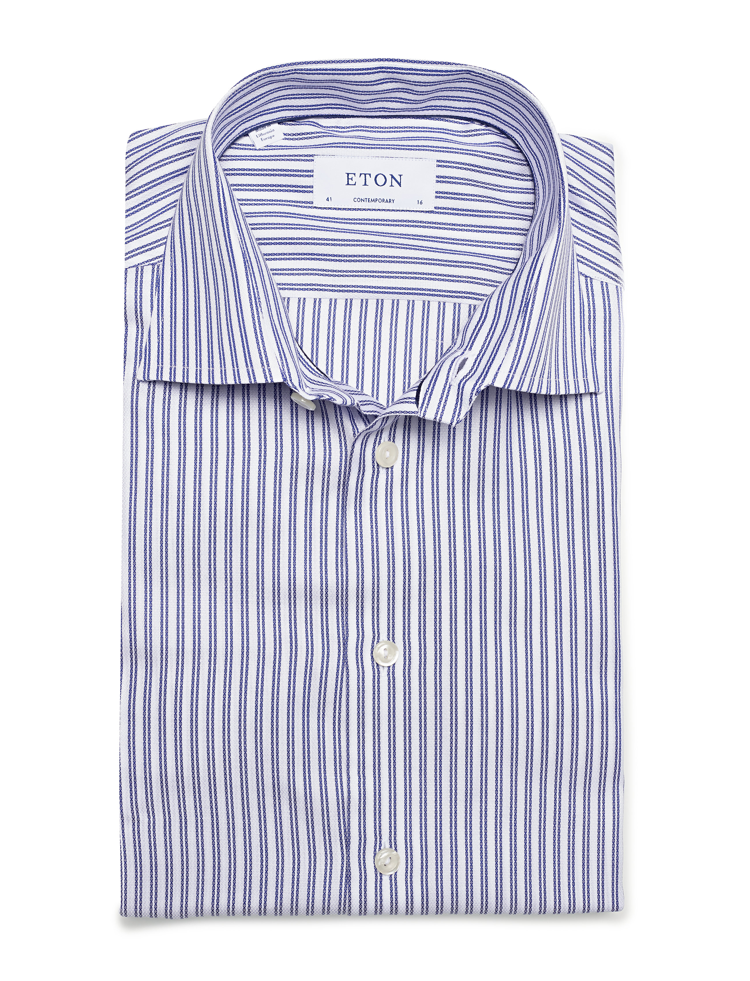 Eton - Navy Striped Tencel - Contemporary fit - blue - 4