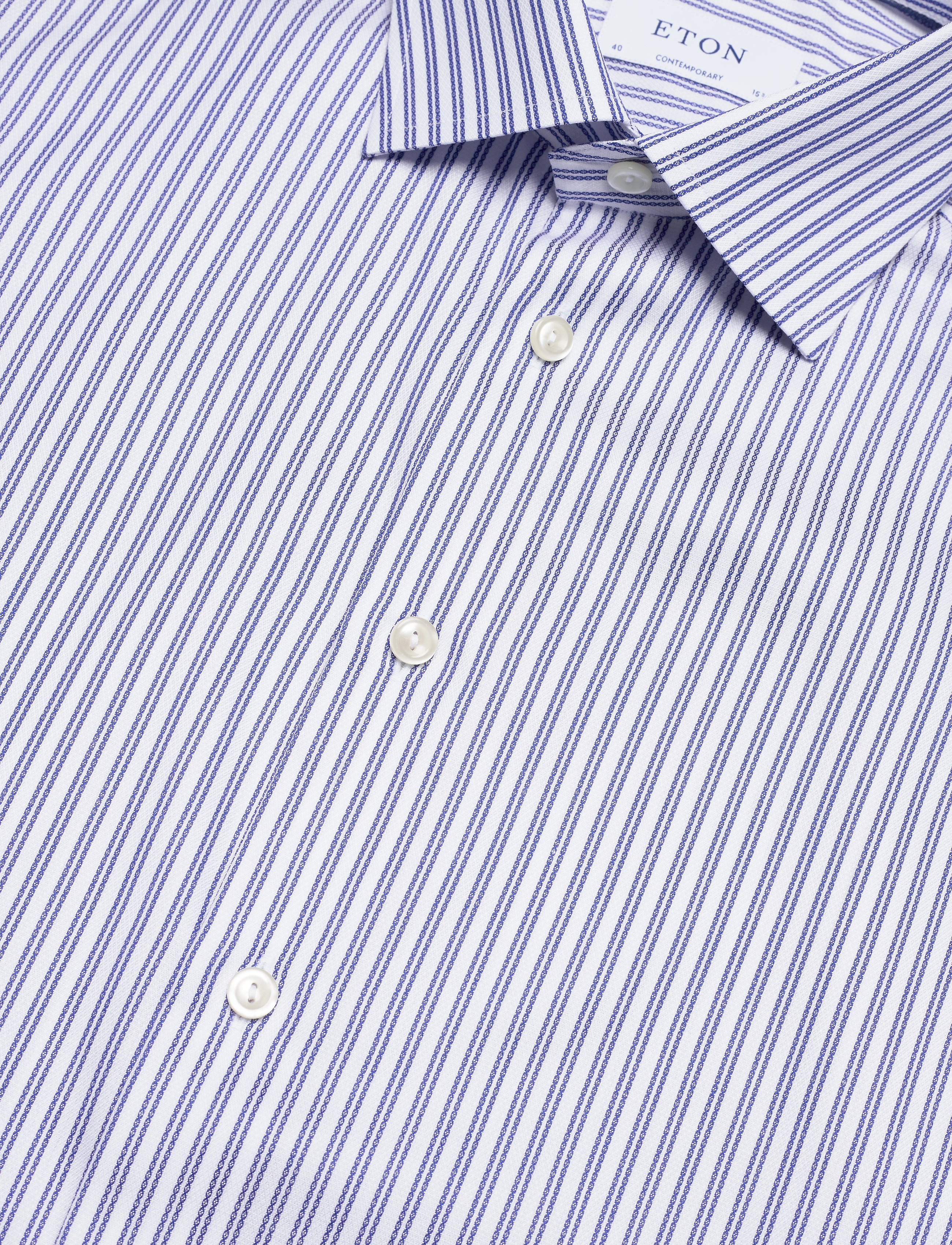 Eton - Navy Striped Tencel - Contemporary fit - blue - 3