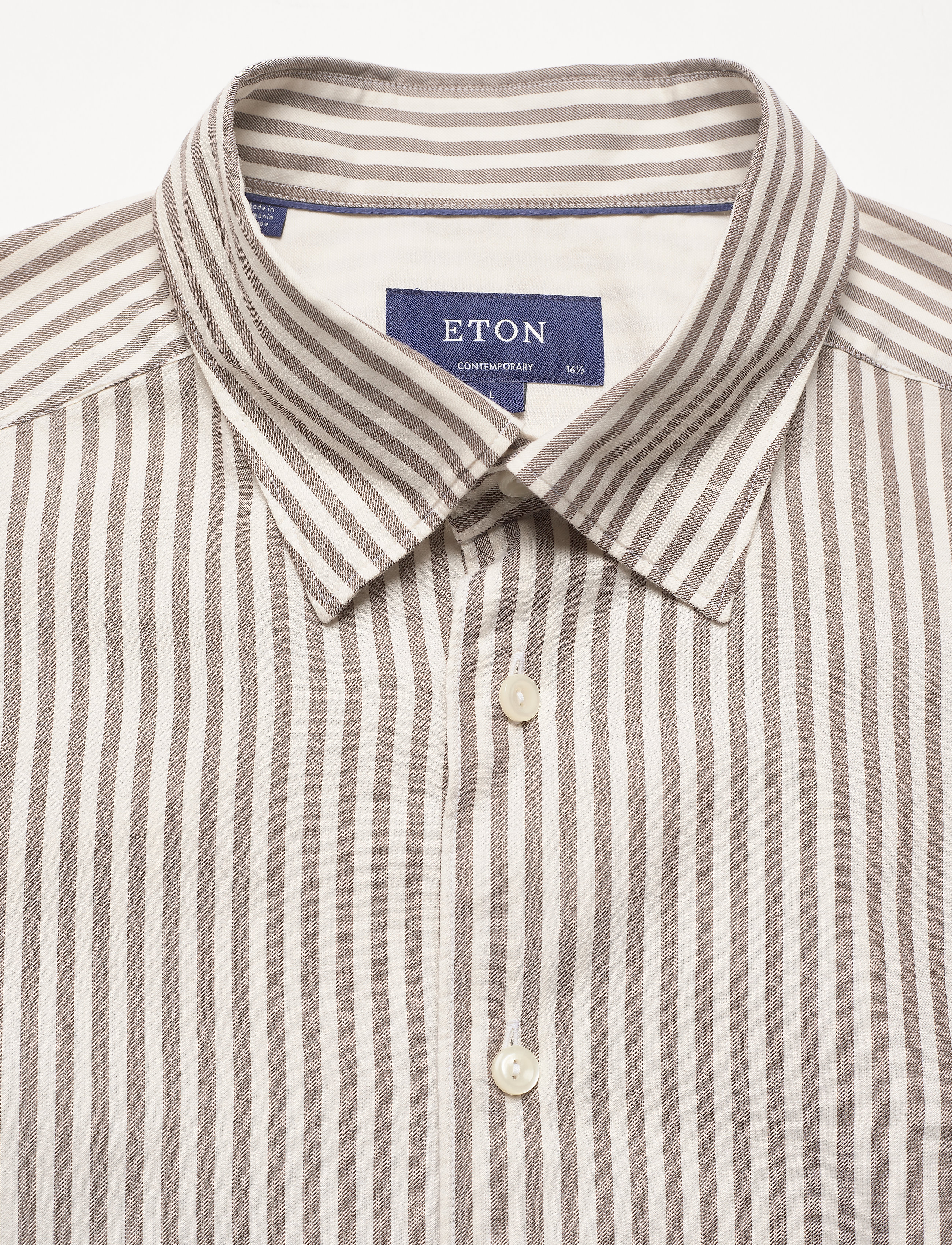 Eton - Contemporary fit Business Casual Fine Twill Shirt - offwhite/brown - 2
