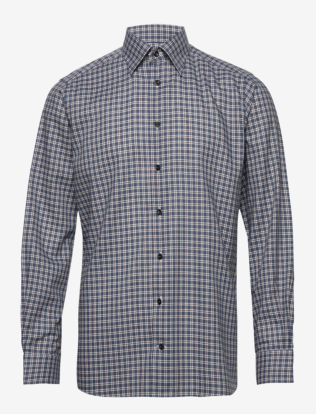 Eton - Navy Overcheck Flannel Shirt - blue - 0