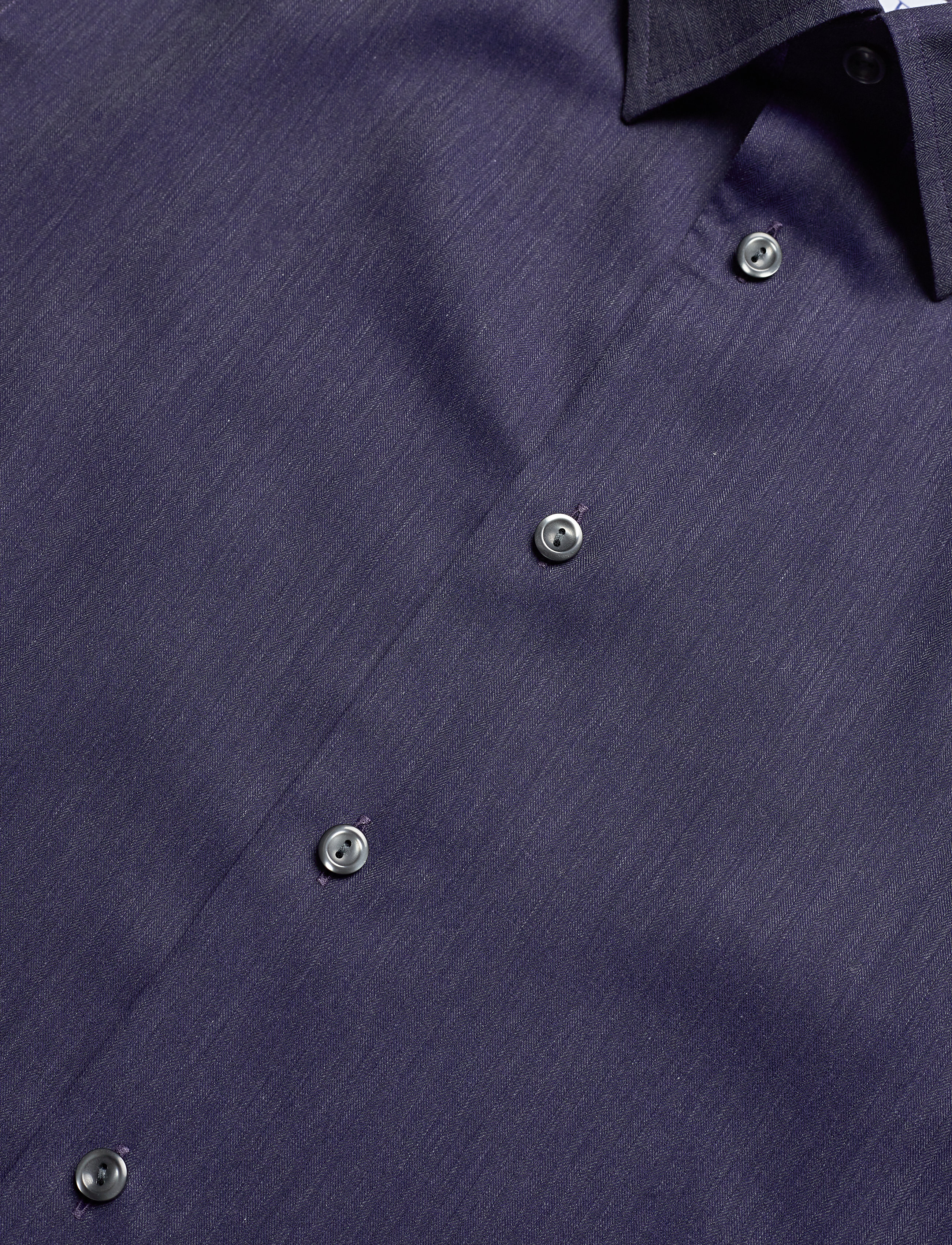 Eton - Blue Herringbone Flannel Shirt - blue - 2
