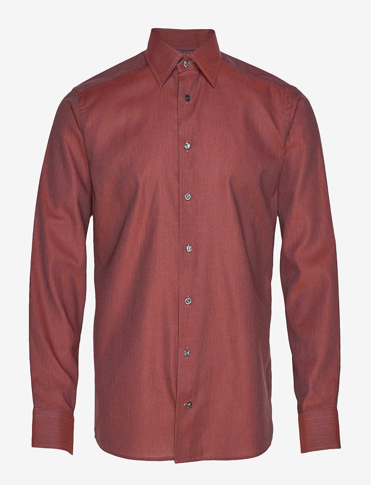 Eton - Red Herringbone Flannel Shirt - pink/red - 0