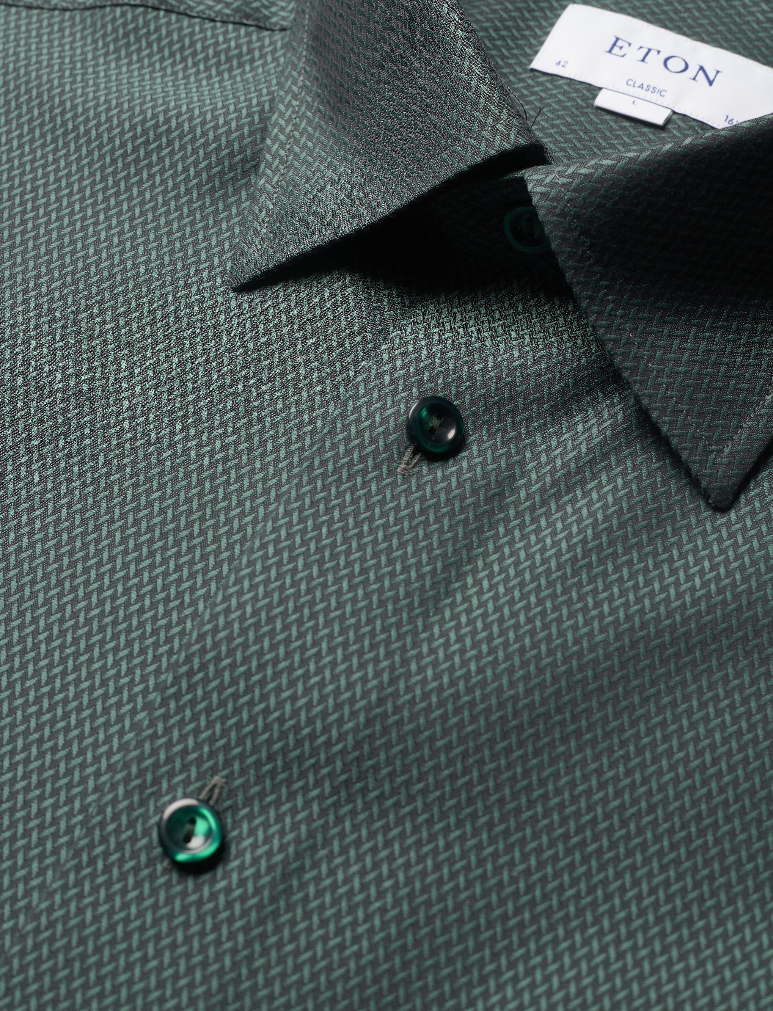 Eton - Classic fit Business Casual Signature Twill Shirt - green - 3