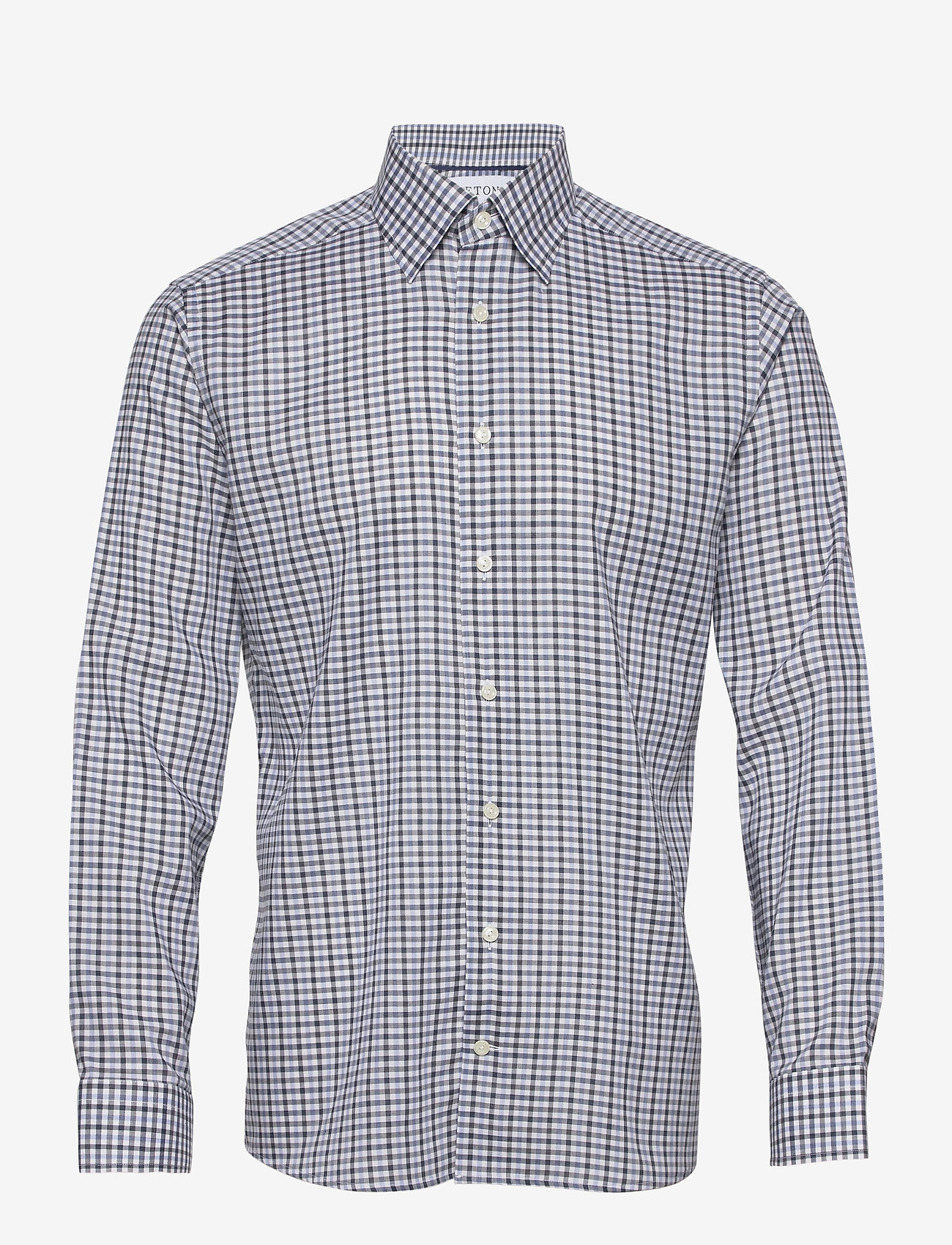 Eton - Blue & Navy Overcheck Flannel Shirt - blue - 0