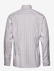 Eton - Blue & Brown Gingham Checked Twill Shirt - basic skjortor - blue - 1