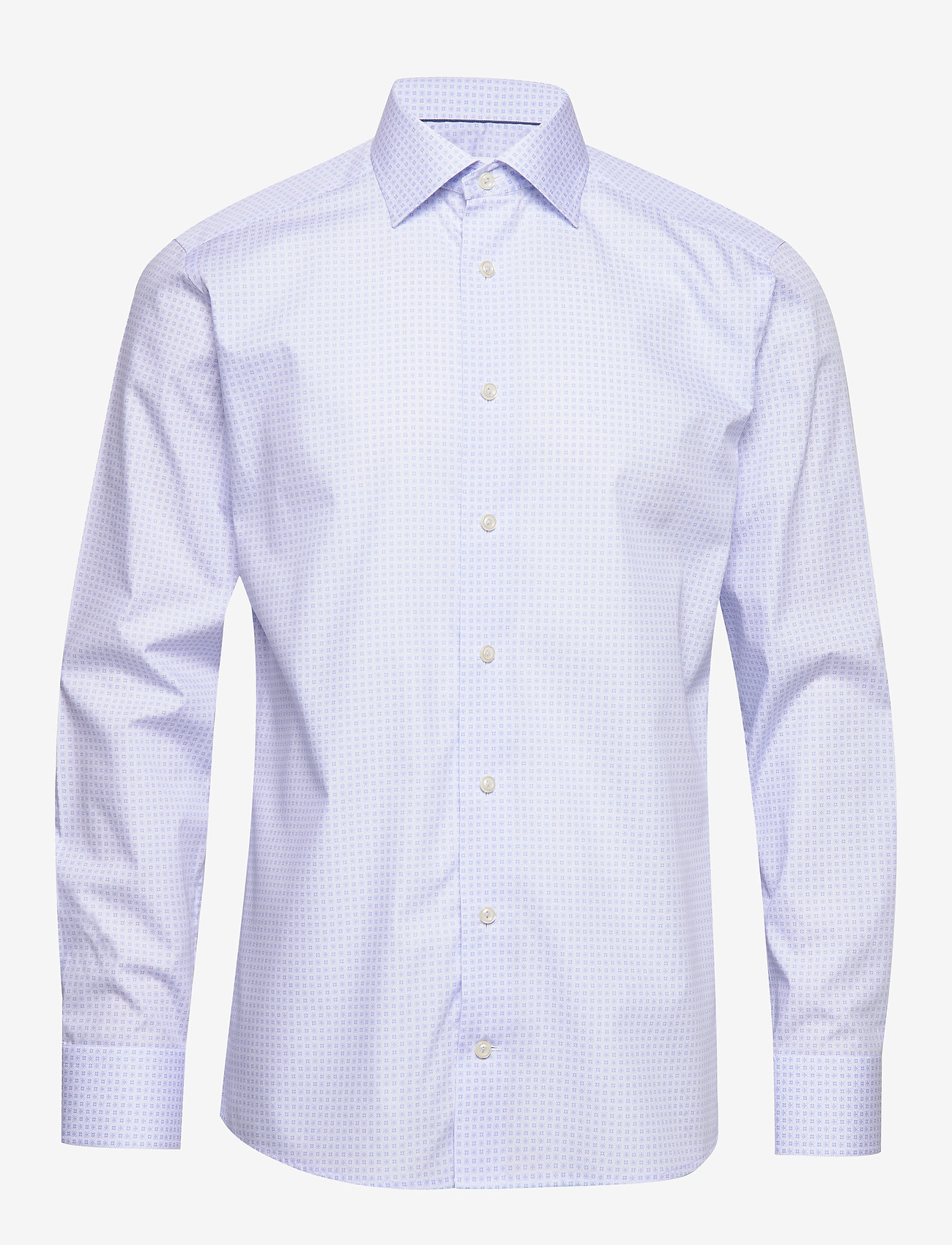 Eton - Sky blue geometric poplin shirt - blue - 0