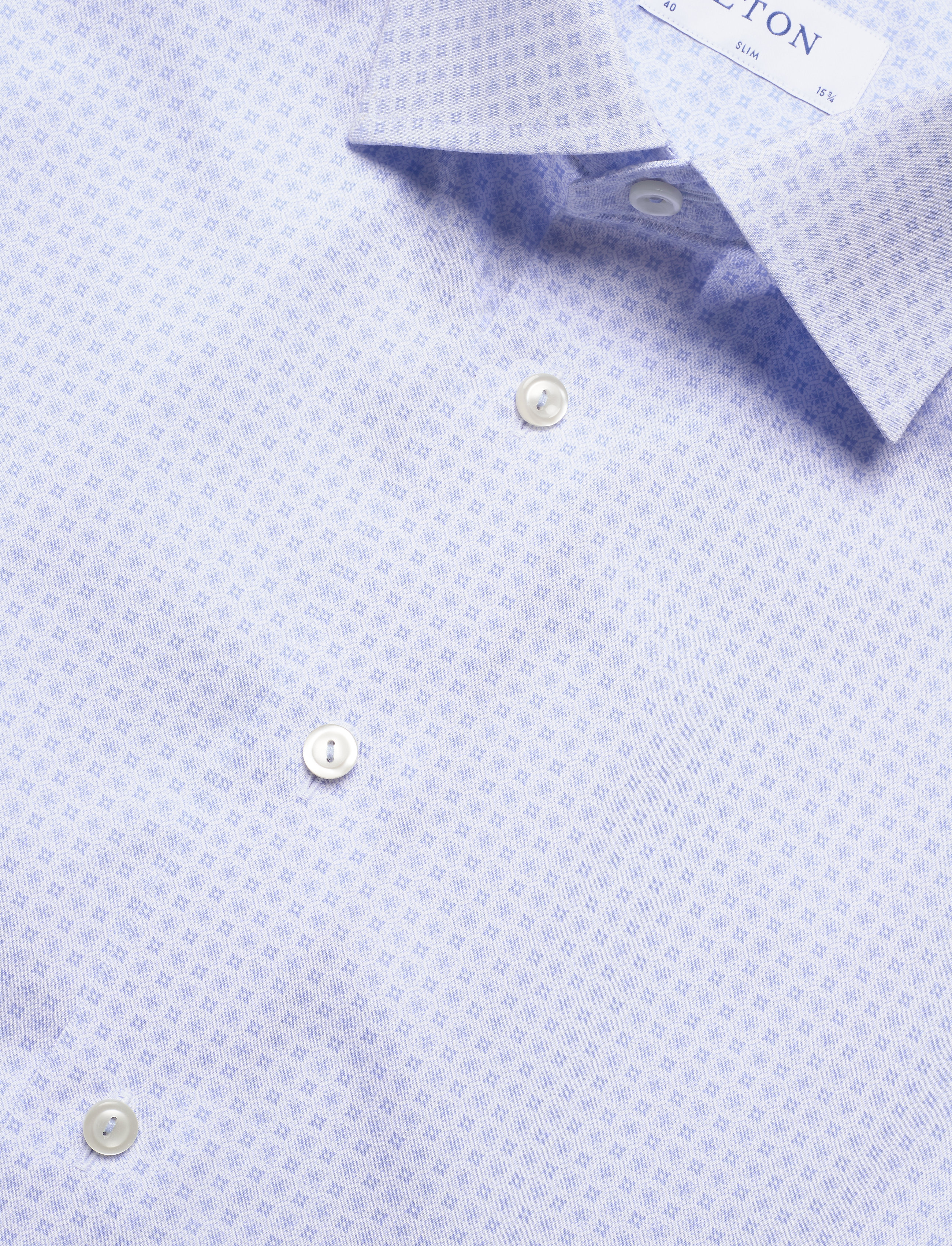 Eton - Sky blue geometric poplin shirt - blue - 3