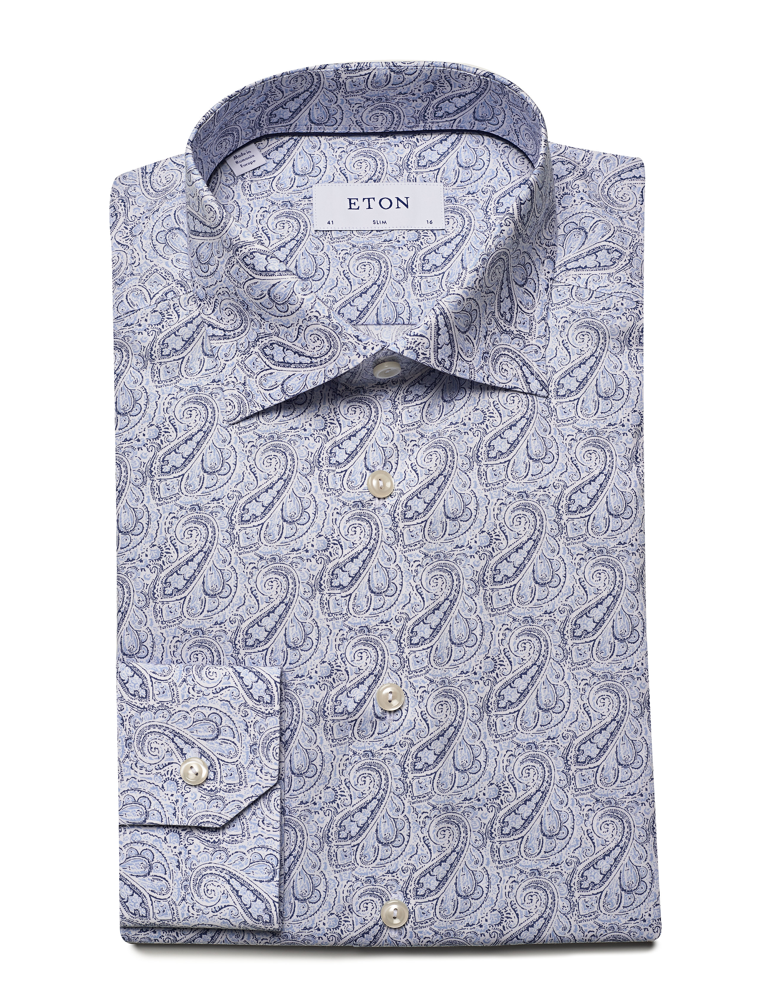 Eton - Paisley Poplin Shirt - blue - 2