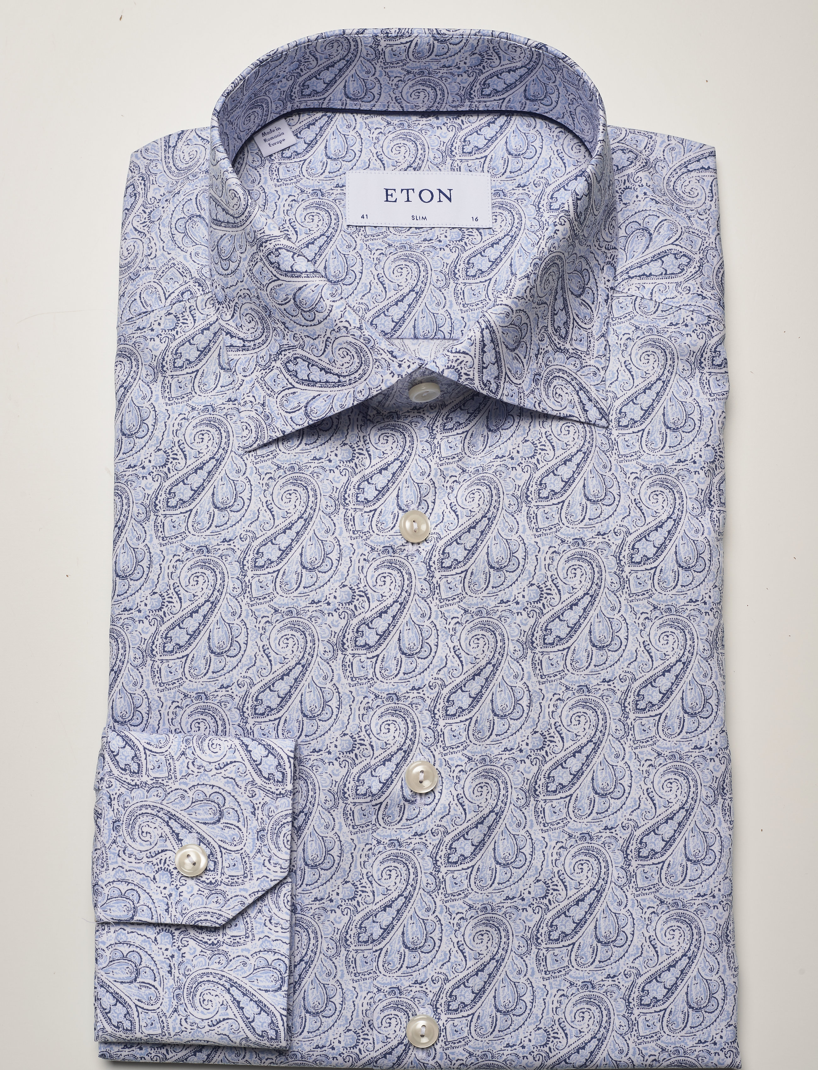 Eton - Paisley Poplin Shirt - blue - 5