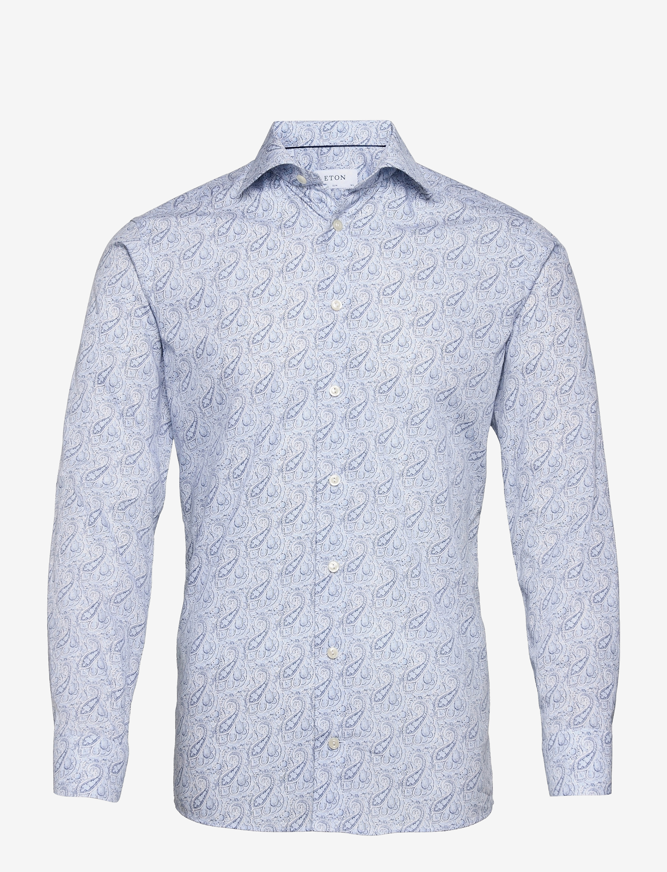 Eton - Paisley Poplin Shirt - mid blue - 0