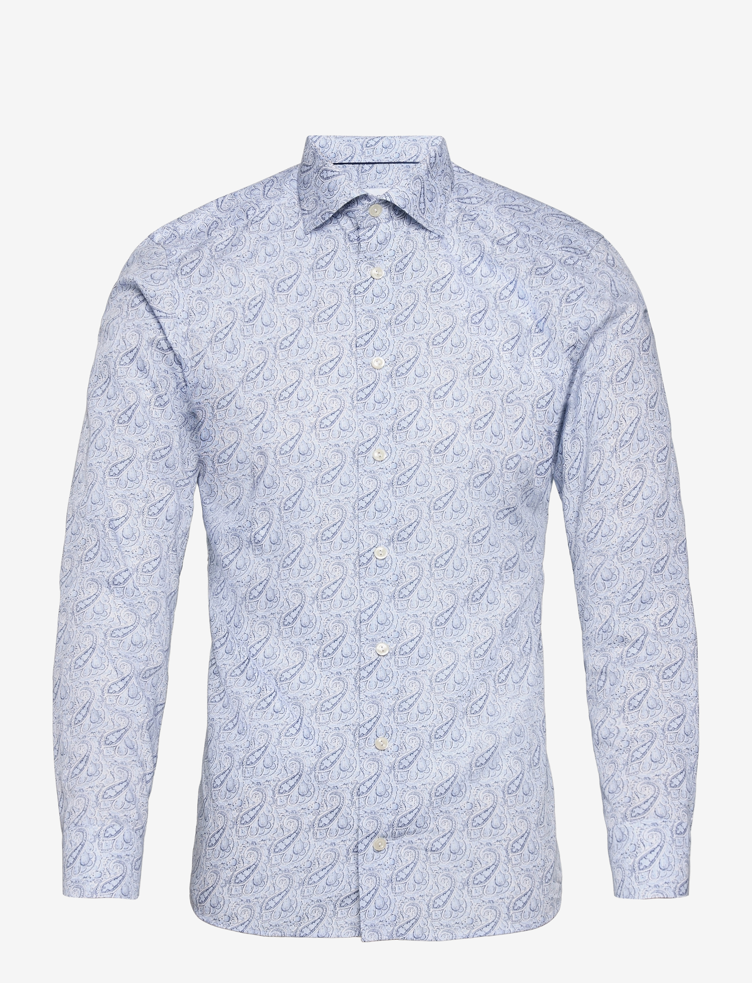 Eton - Paisley Poplin Shirt - mid blue - 1