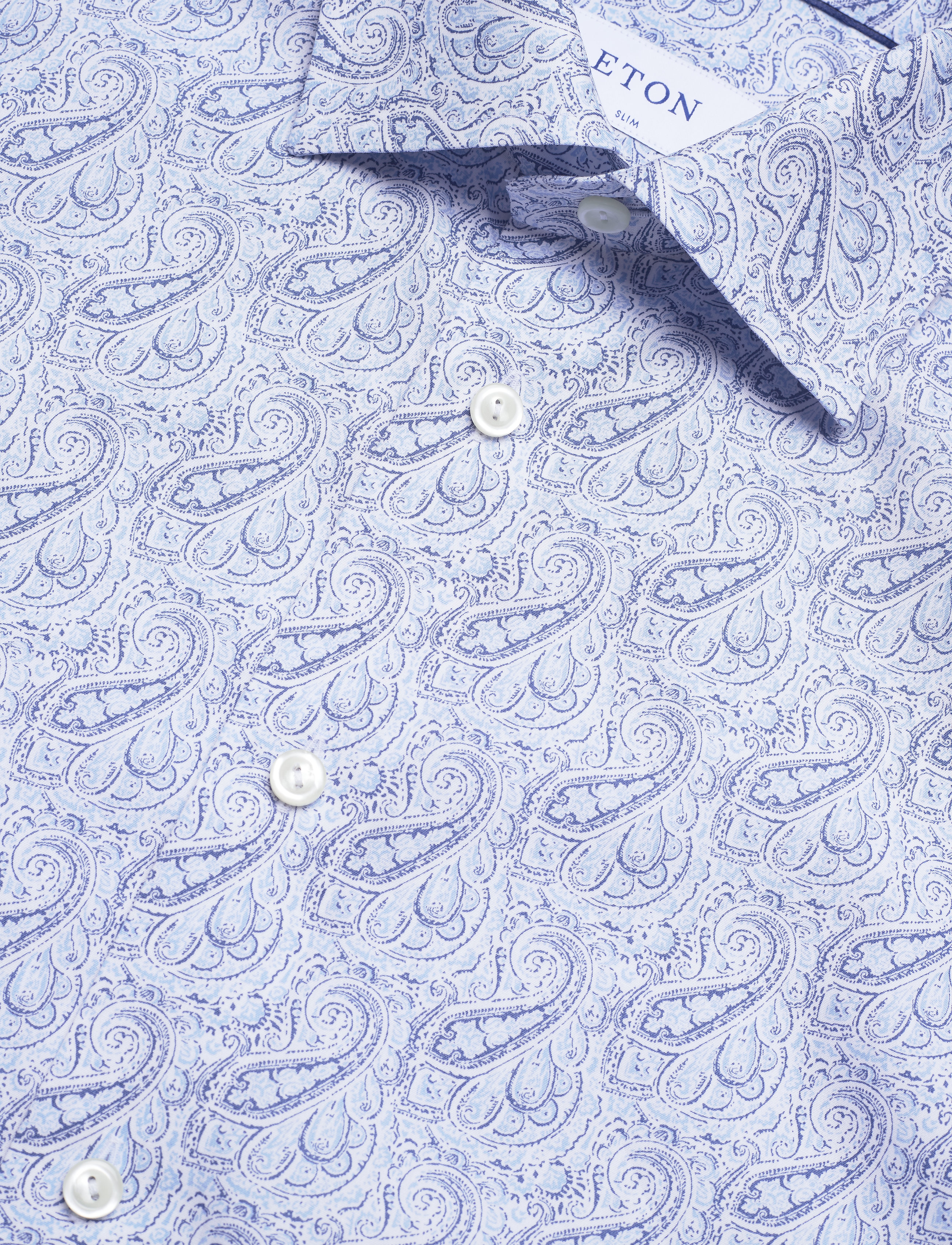 Eton - Paisley Poplin Shirt - mid blue - 3