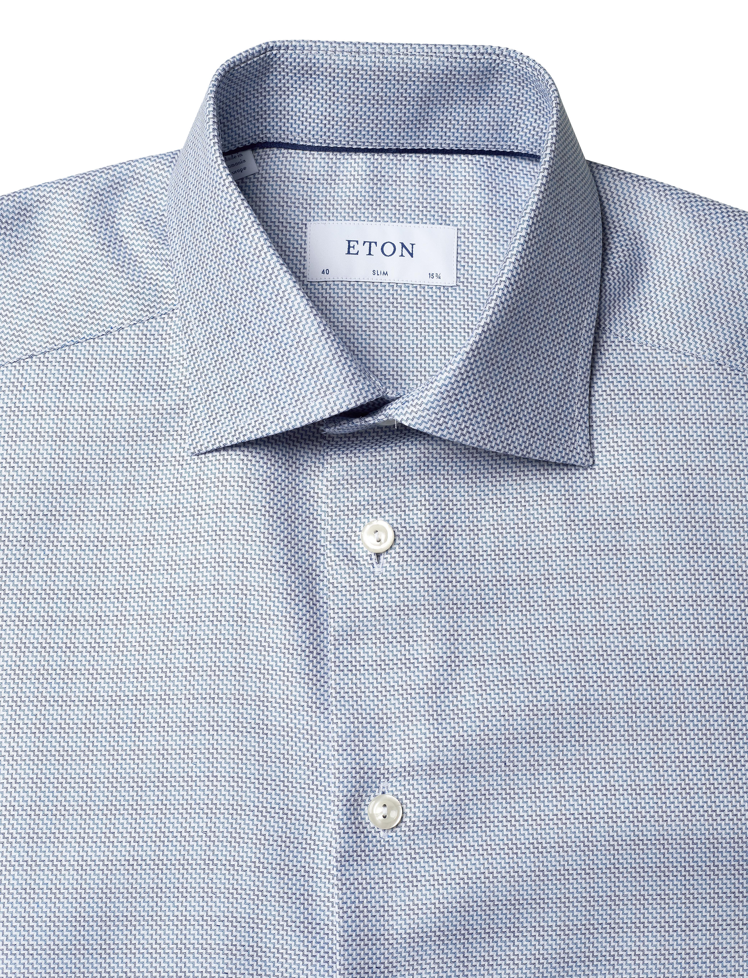 Eton - Blue zig-zag structured shirt - blue - 2